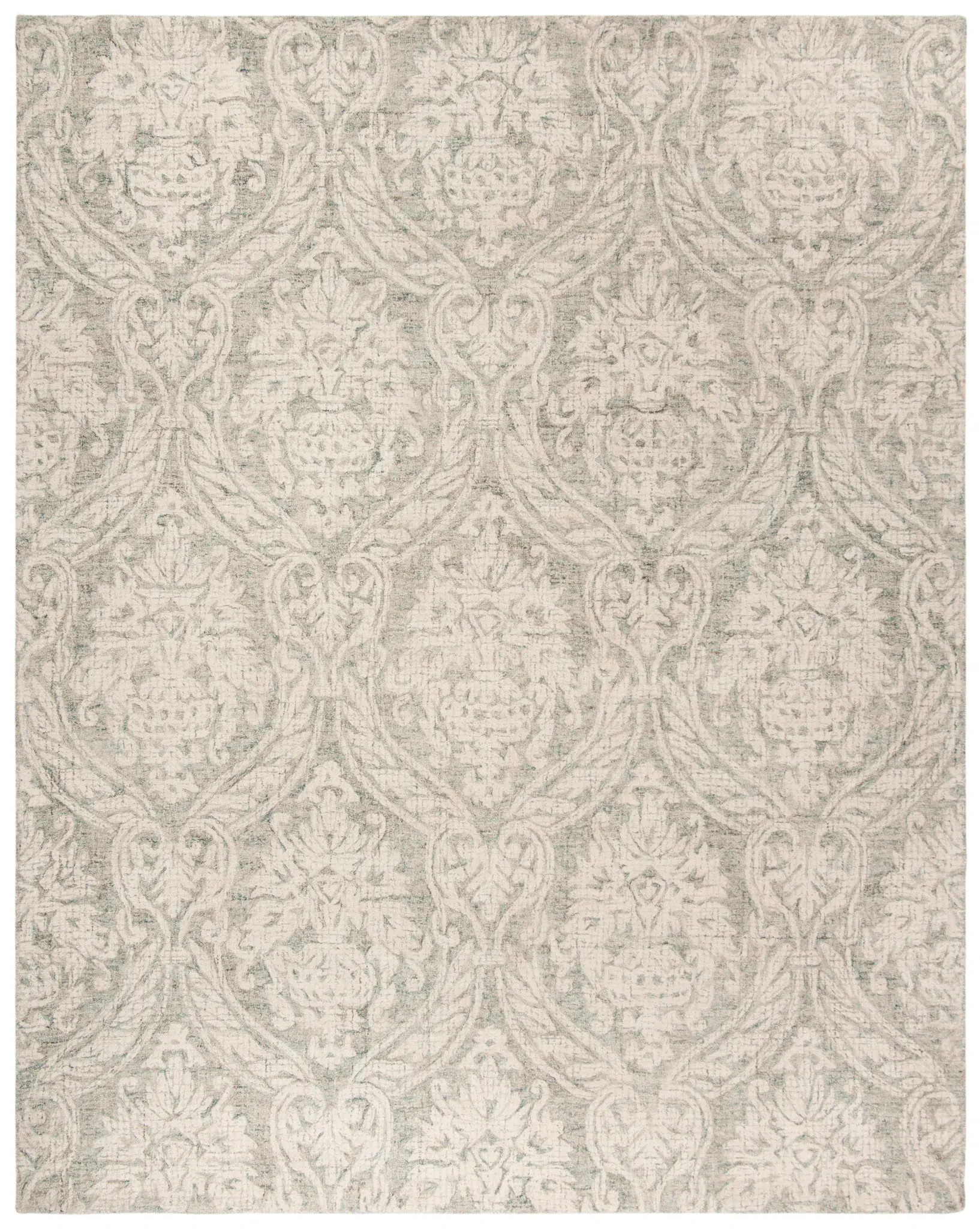 Abstract Traditional Damask Hand-Tufted Wool Rug