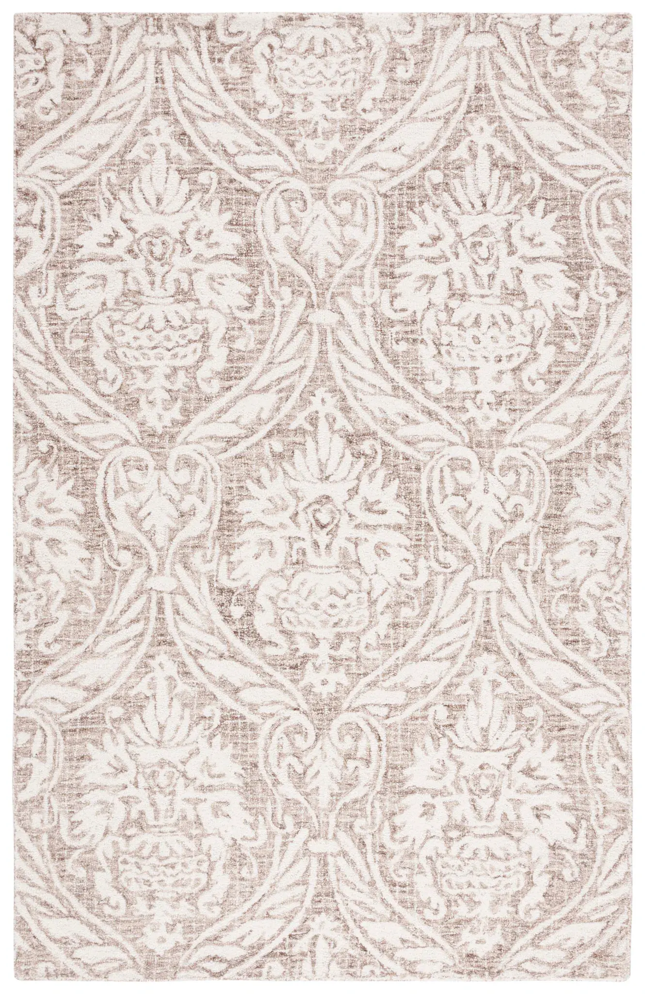 Abstract Traditional Damask Hand-Tufted Wool Rug