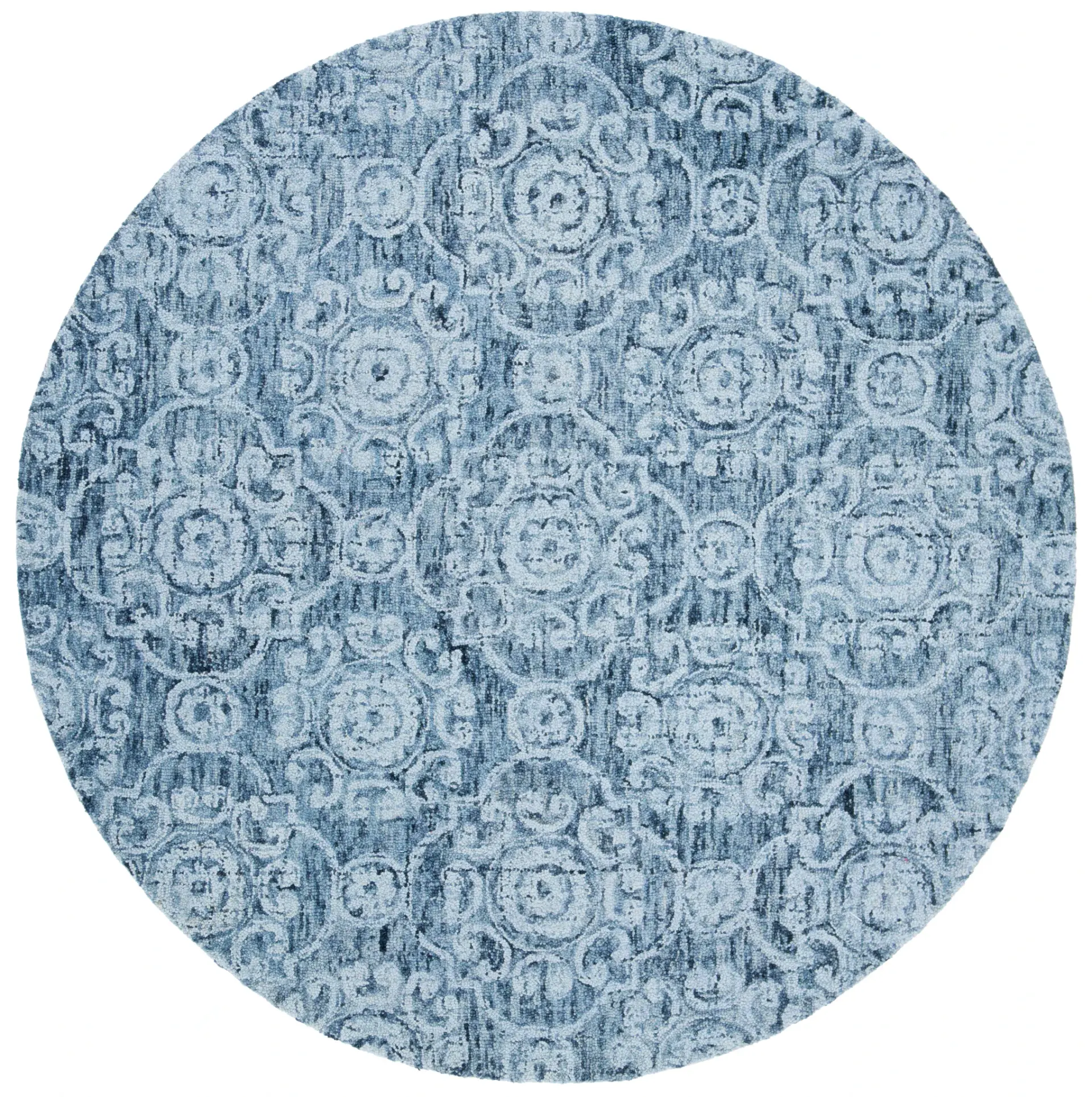 Abstract Transitional Allover Rosette Hand-Tufted Wool Rug