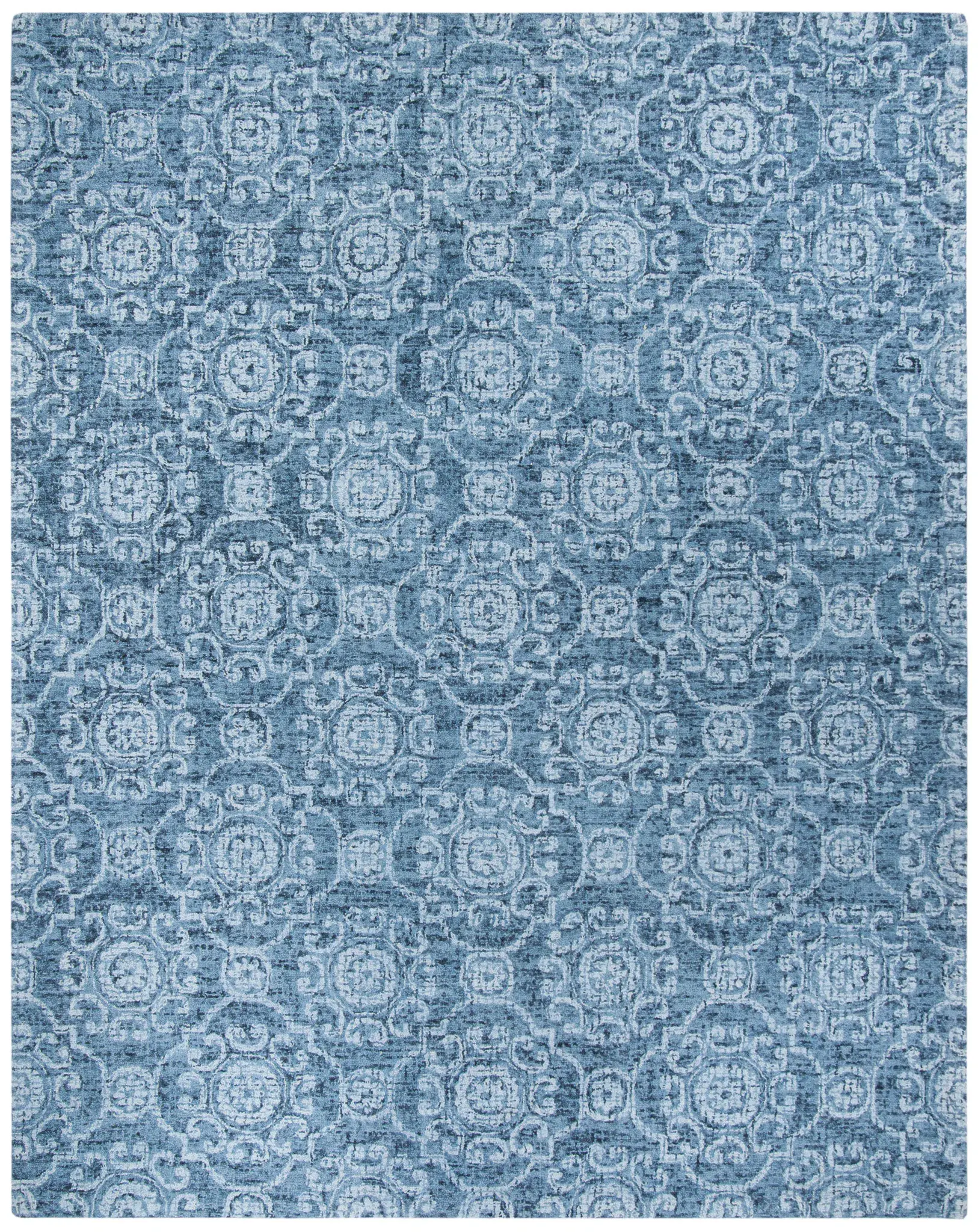 Abstract Transitional Allover Rosette Hand-Tufted Wool Rug