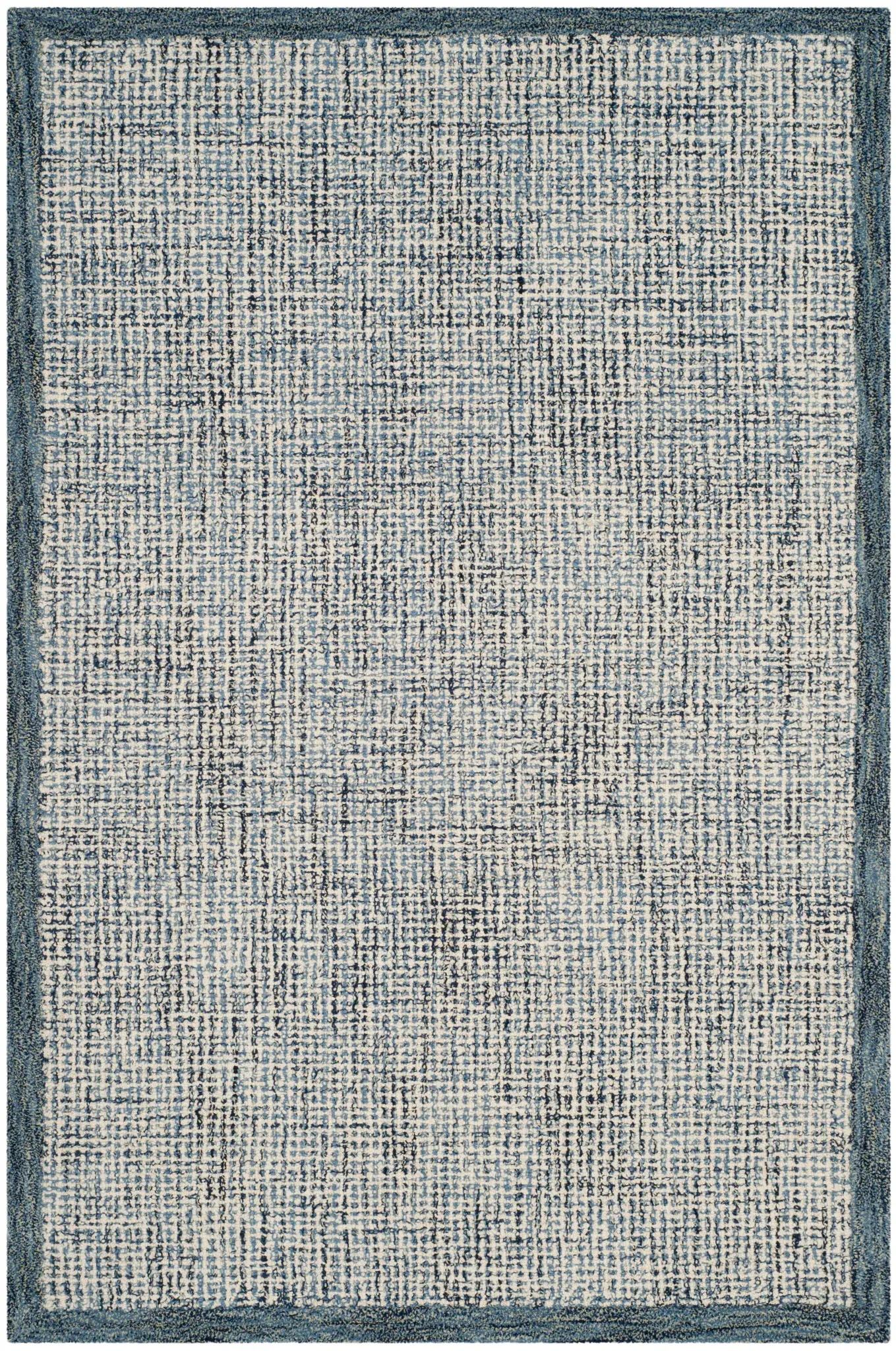 Abstract Coastal Bordered Hand-Tufted Wool Rug