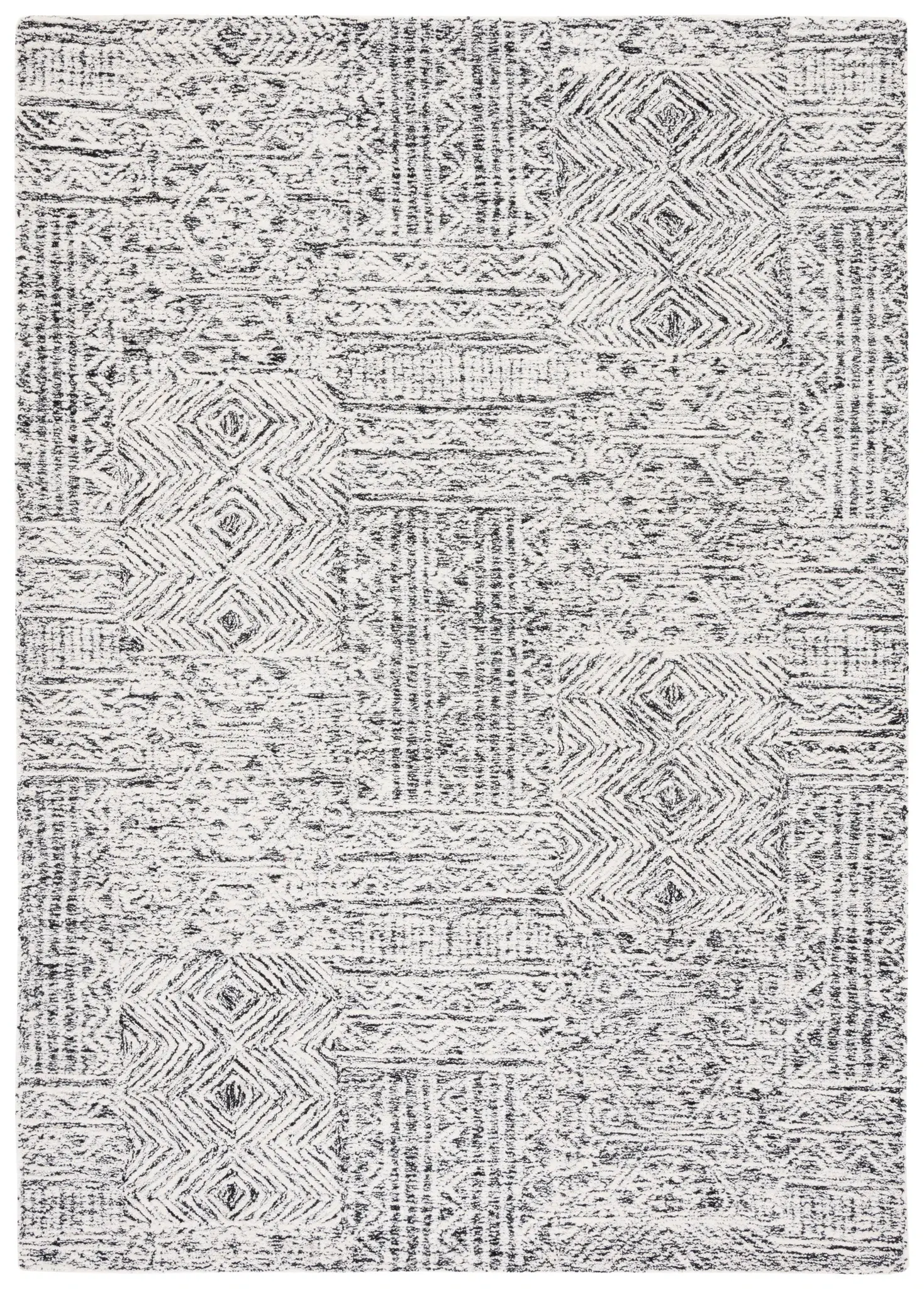Abstract Boho Patchwork Hand-Tufted Wool Rug