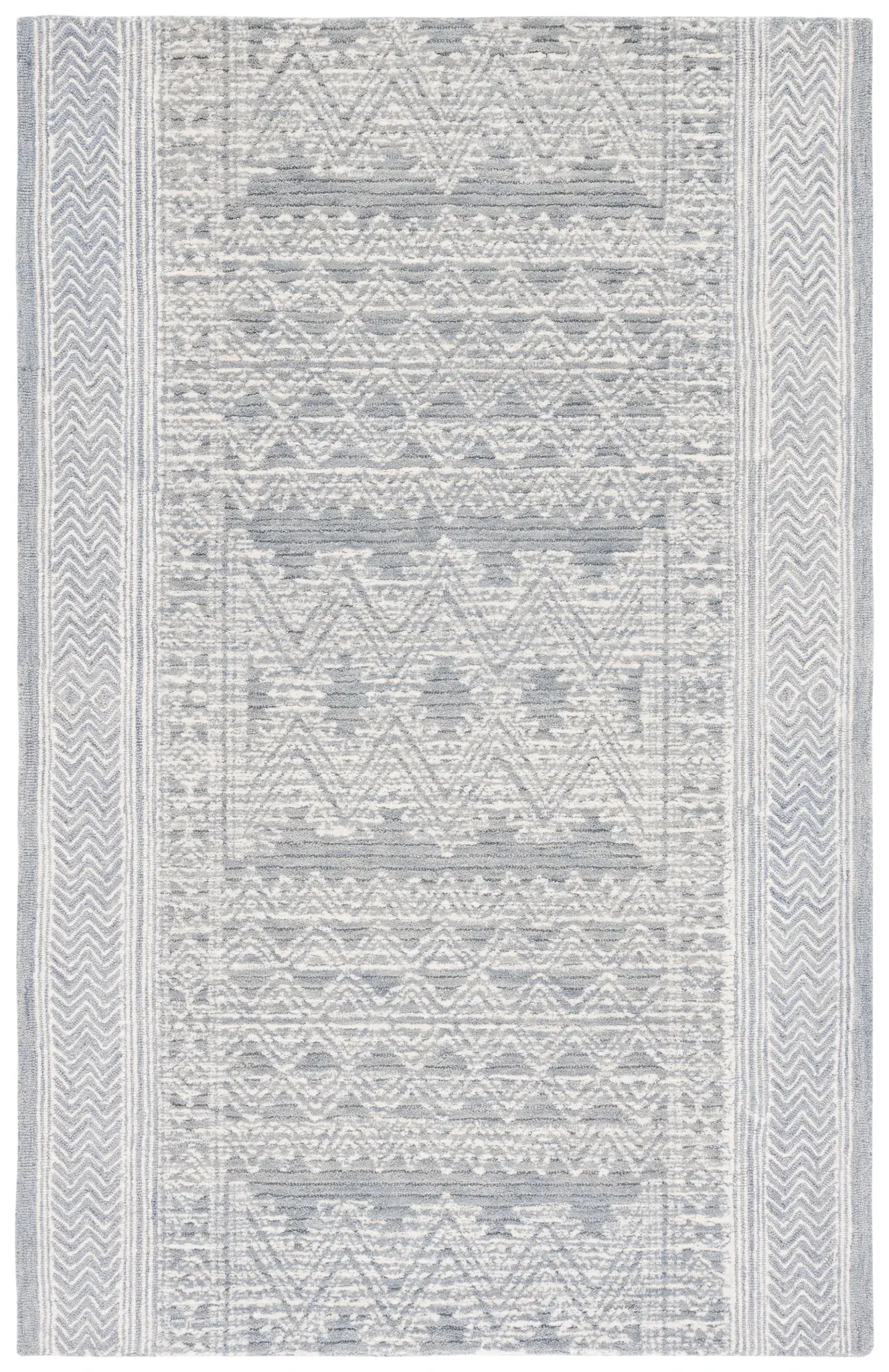 Abstract Bohemian Bordered Hand-Tufted Wool Rug