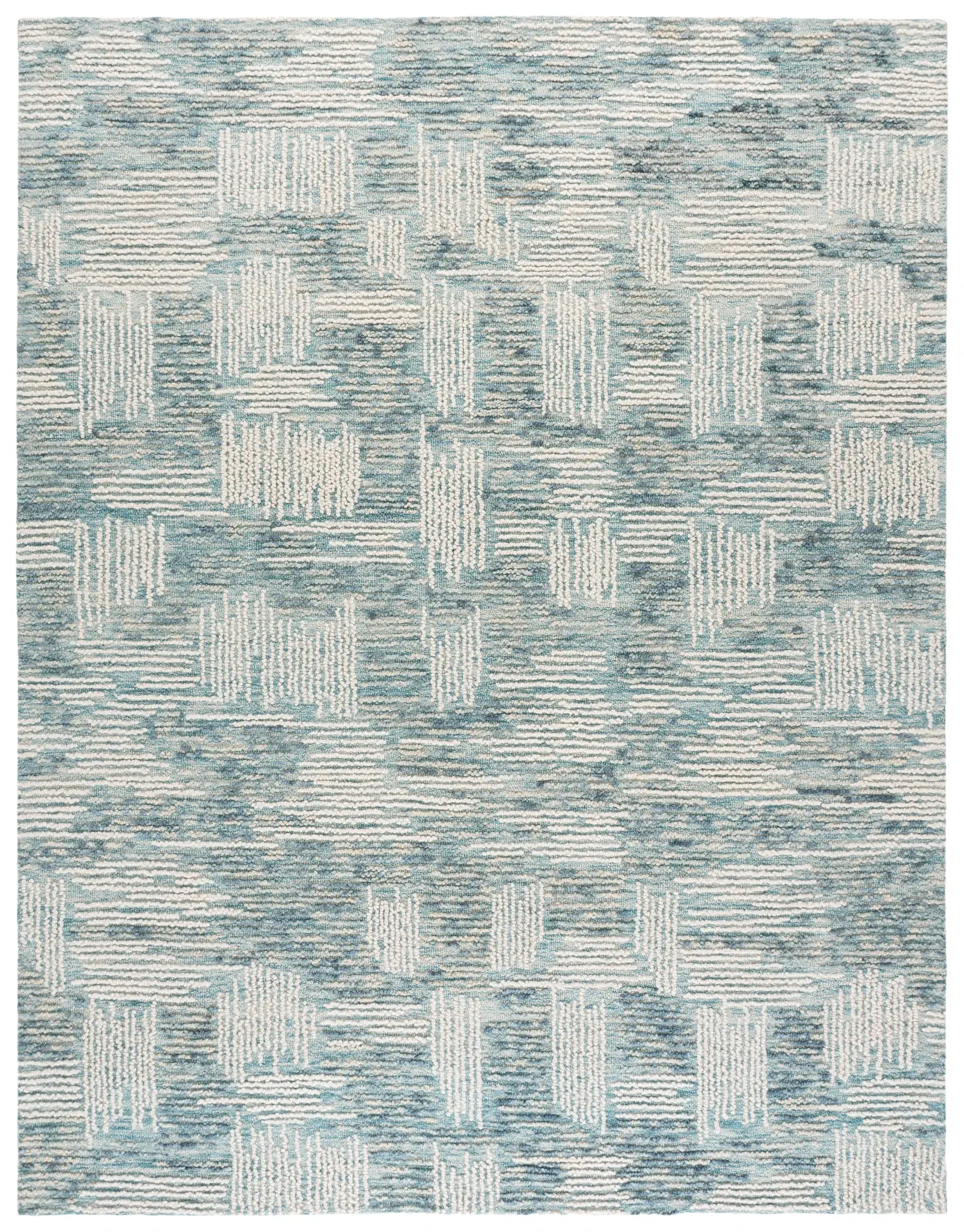Abstract Modern Block Grid Hand-Tufted Wool Rug