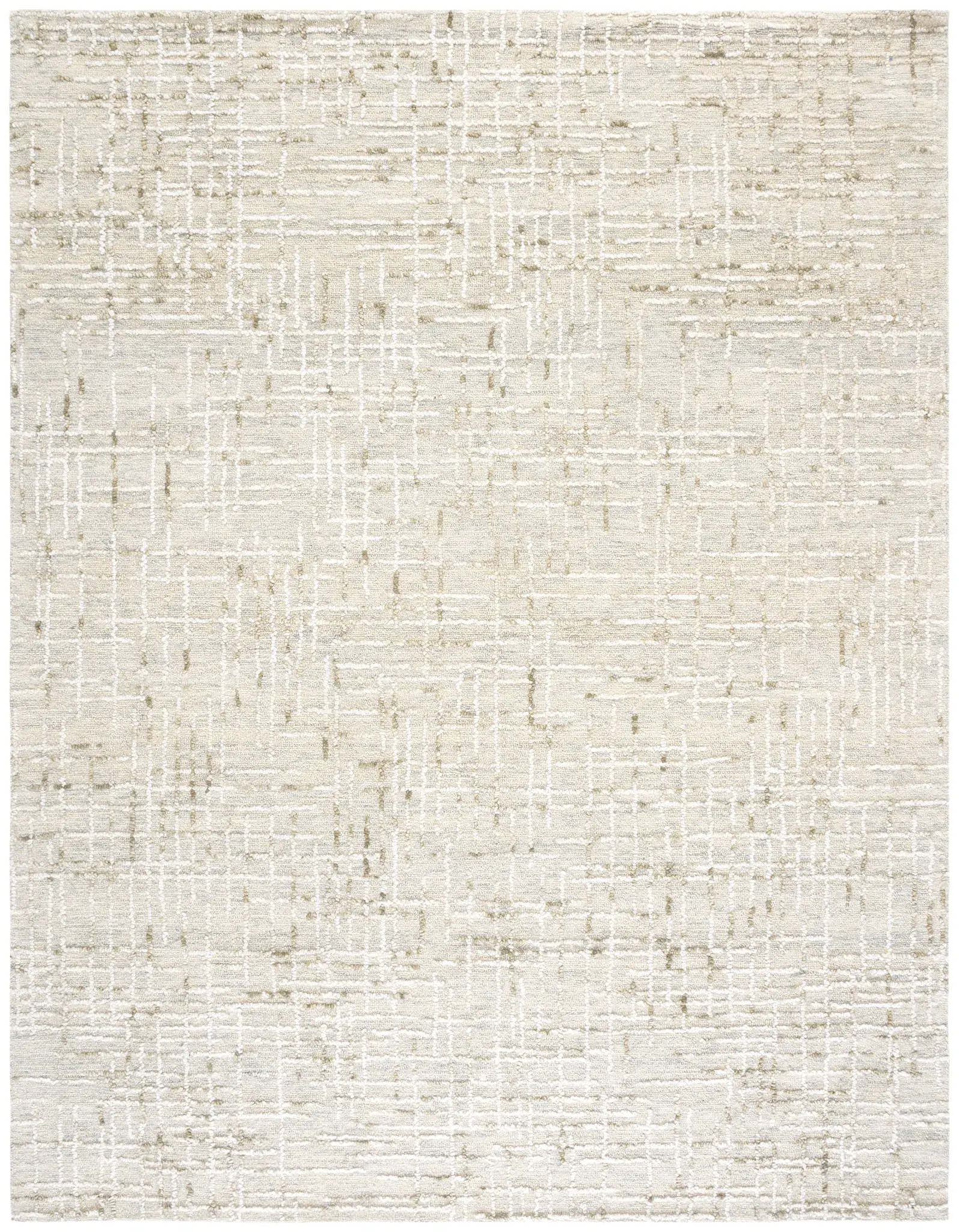 Abstract Distressed Crosshatch Hand-Tufted Wool Rug