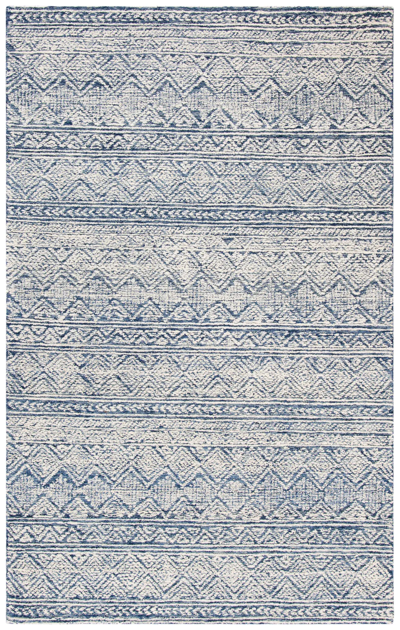 Abstract Banded Diamond Hand-Tufted Wool Rug