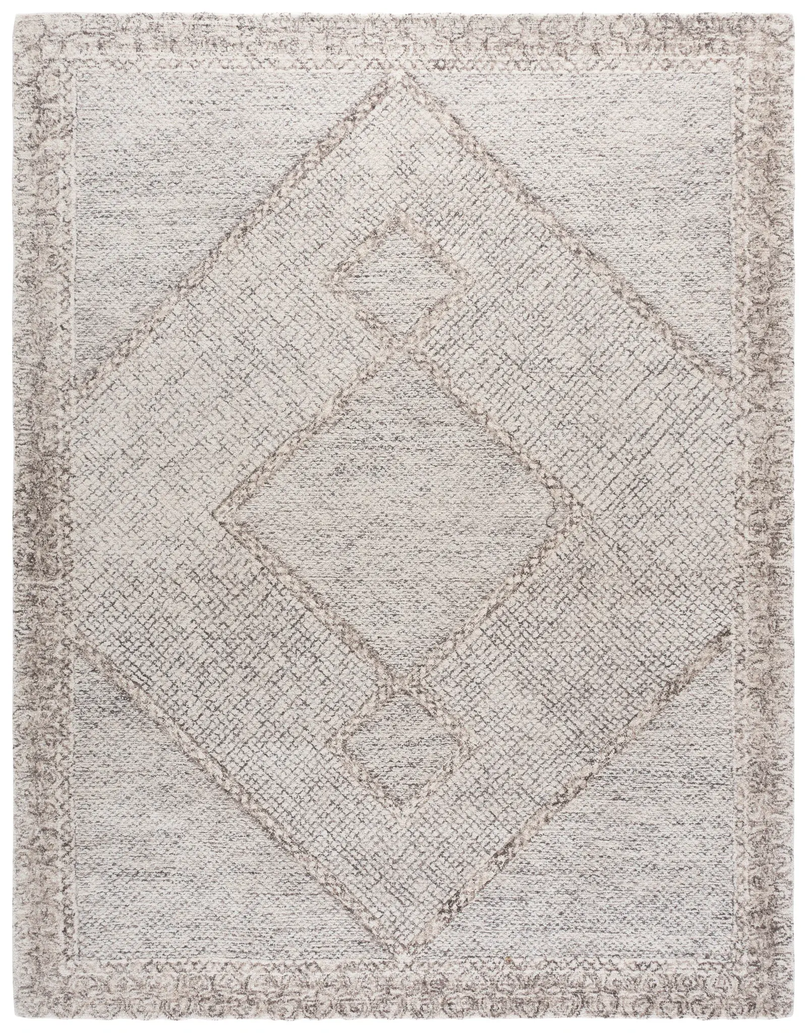 Abstract Bohemian Geometric Hand-Tufted Wool Rug