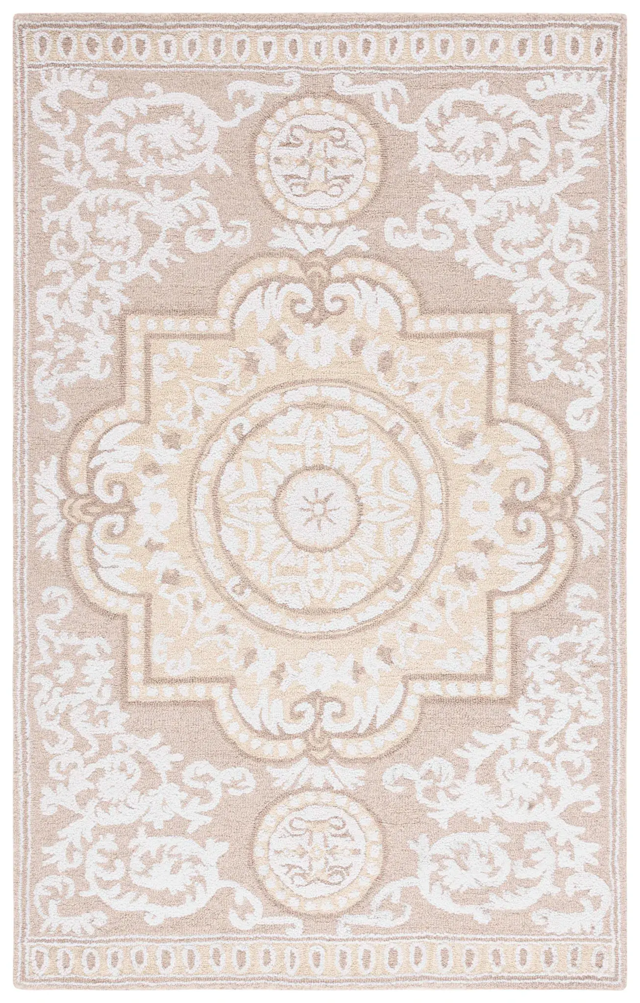 Abstract Rosette Medallion Hand-Tufted Wool Rug