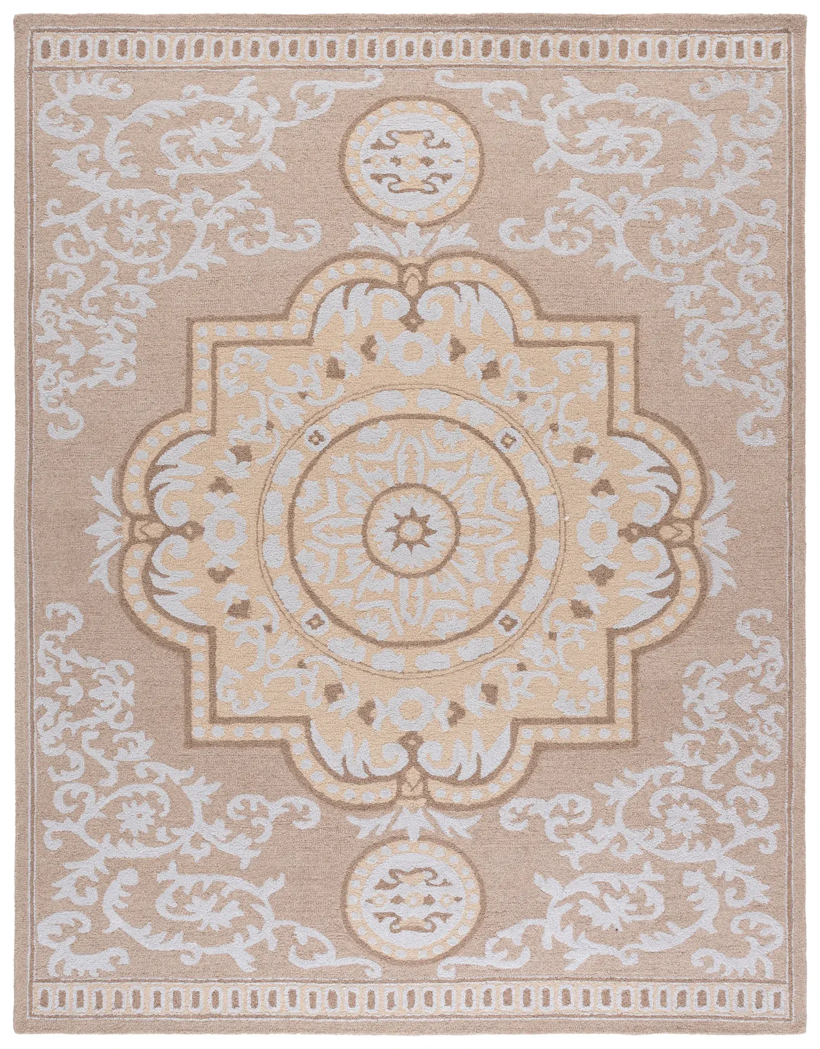 Abstract Rosette Medallion Hand-Tufted Wool Rug