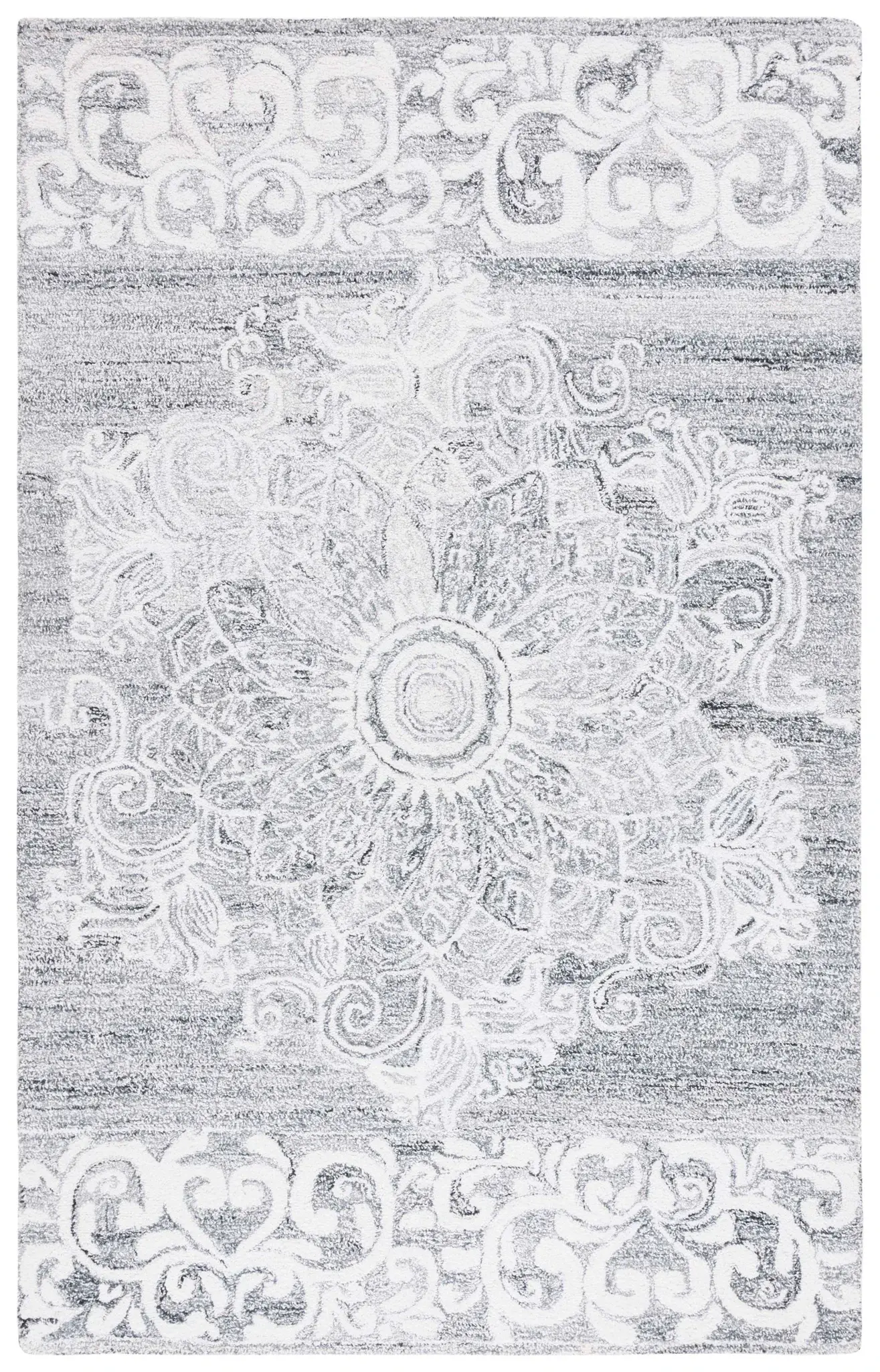 Abstract Transitional Medallion Hand-Tufted Wool Rug