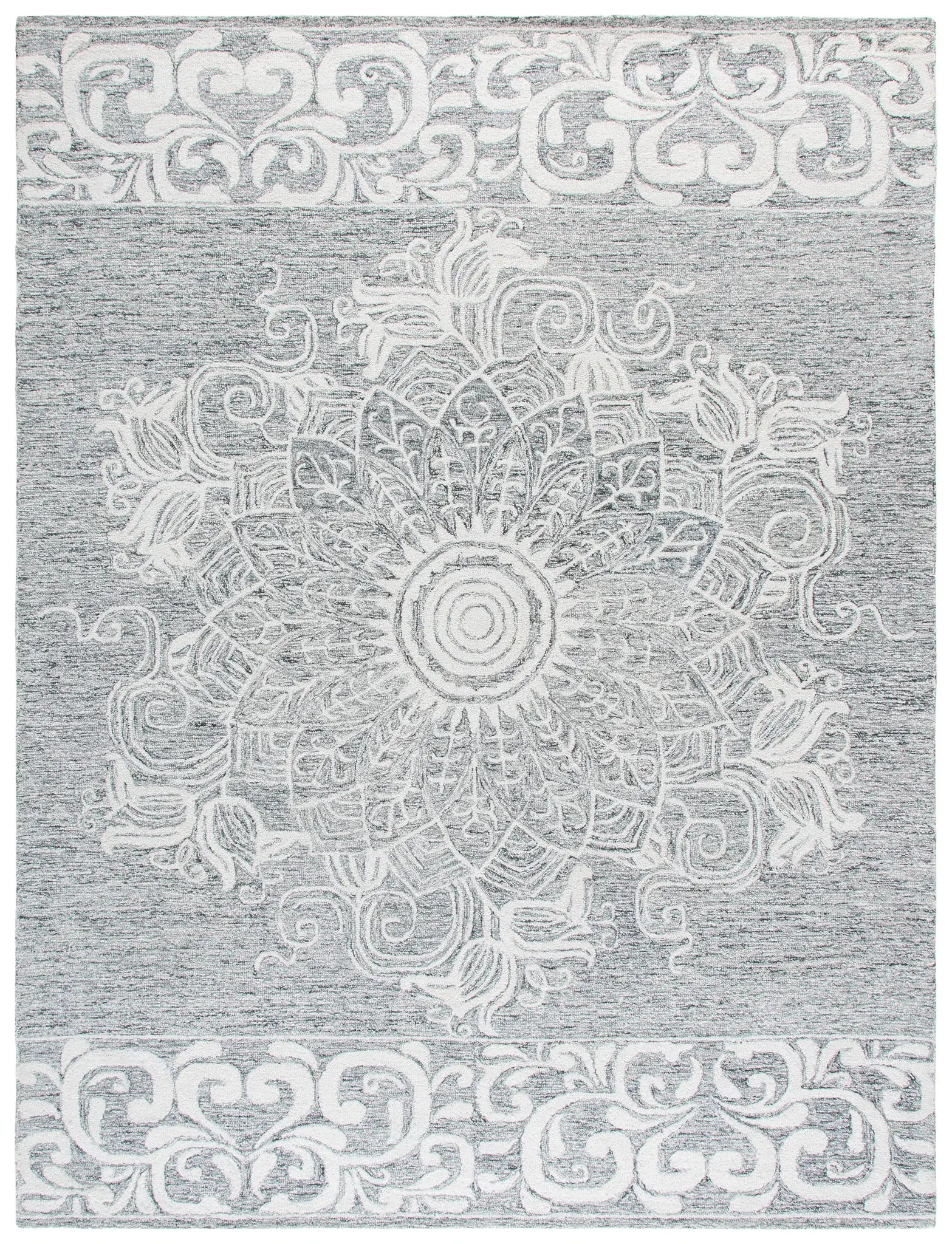 Abstract Transitional Medallion Hand-Tufted Wool Rug