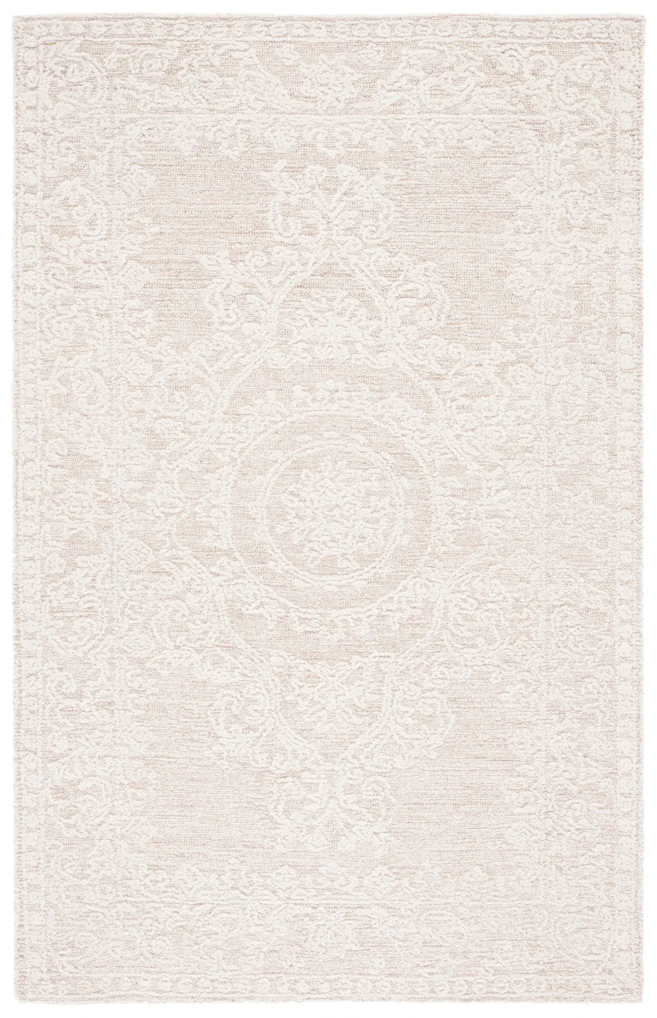 Abstract Bordered Medallion Hand-Tufted Wool Rug