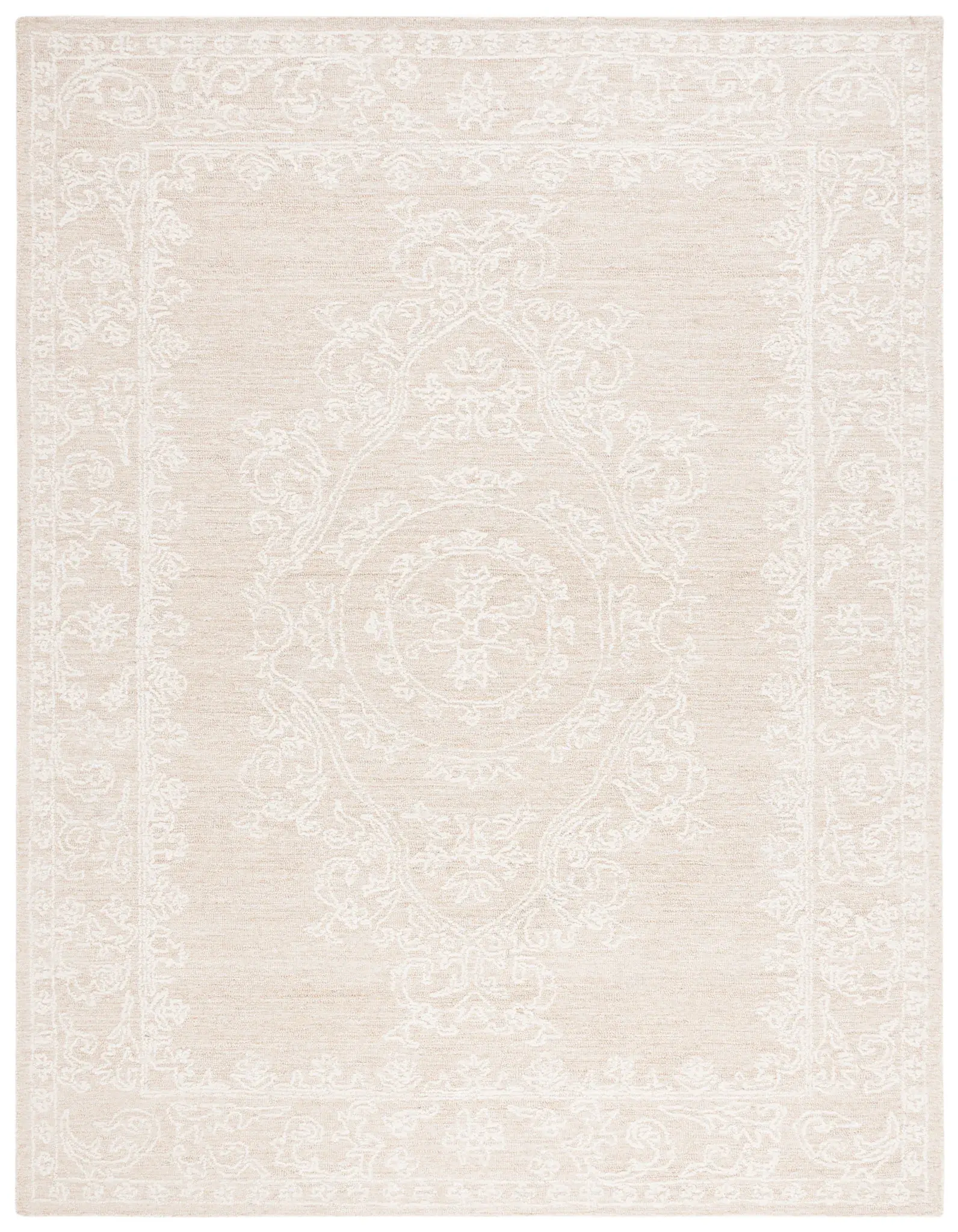 Abstract Bordered Medallion Hand-Tufted Wool Rug