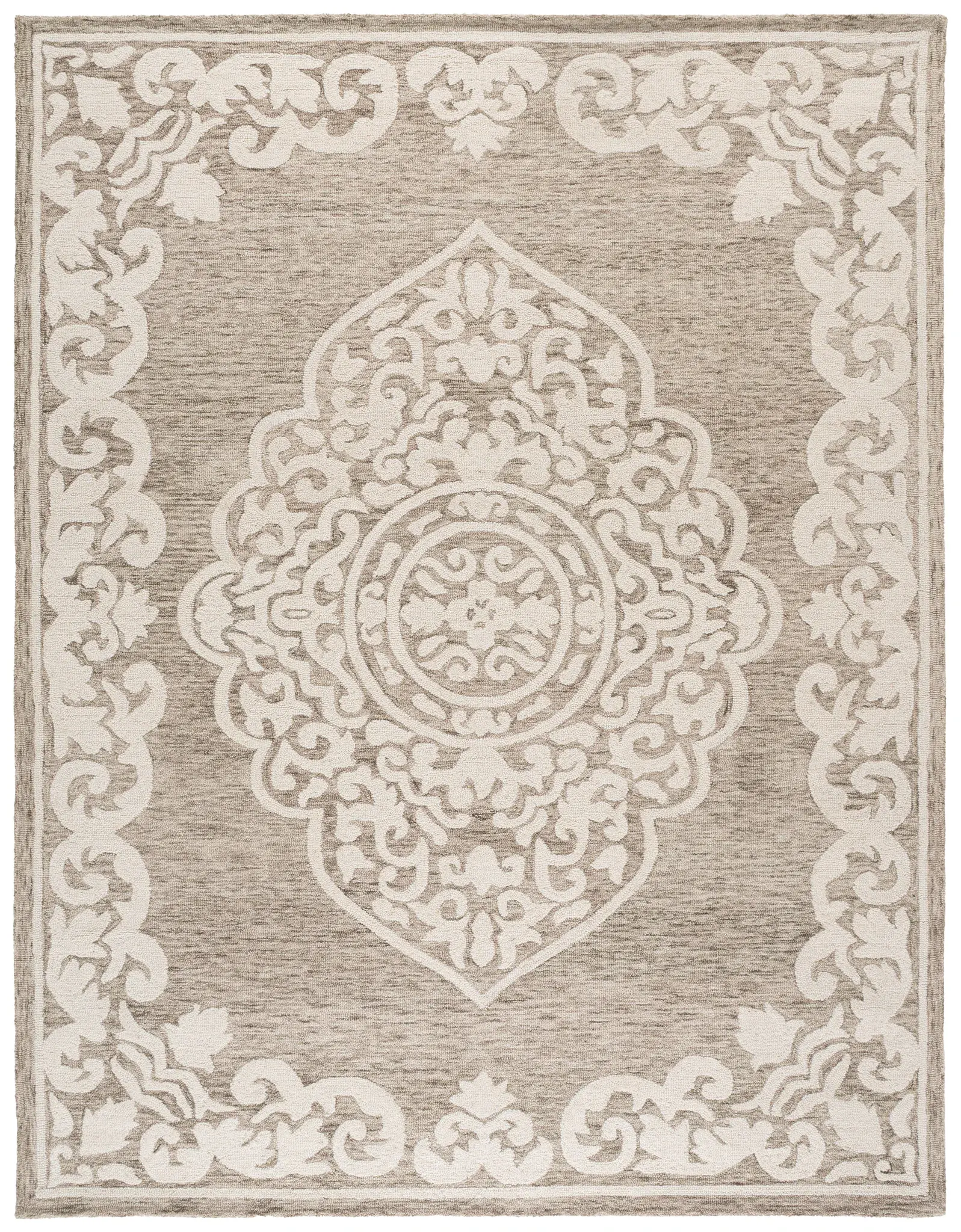 Abstract Scroll Medallion Hand-Tufted Wool Rug