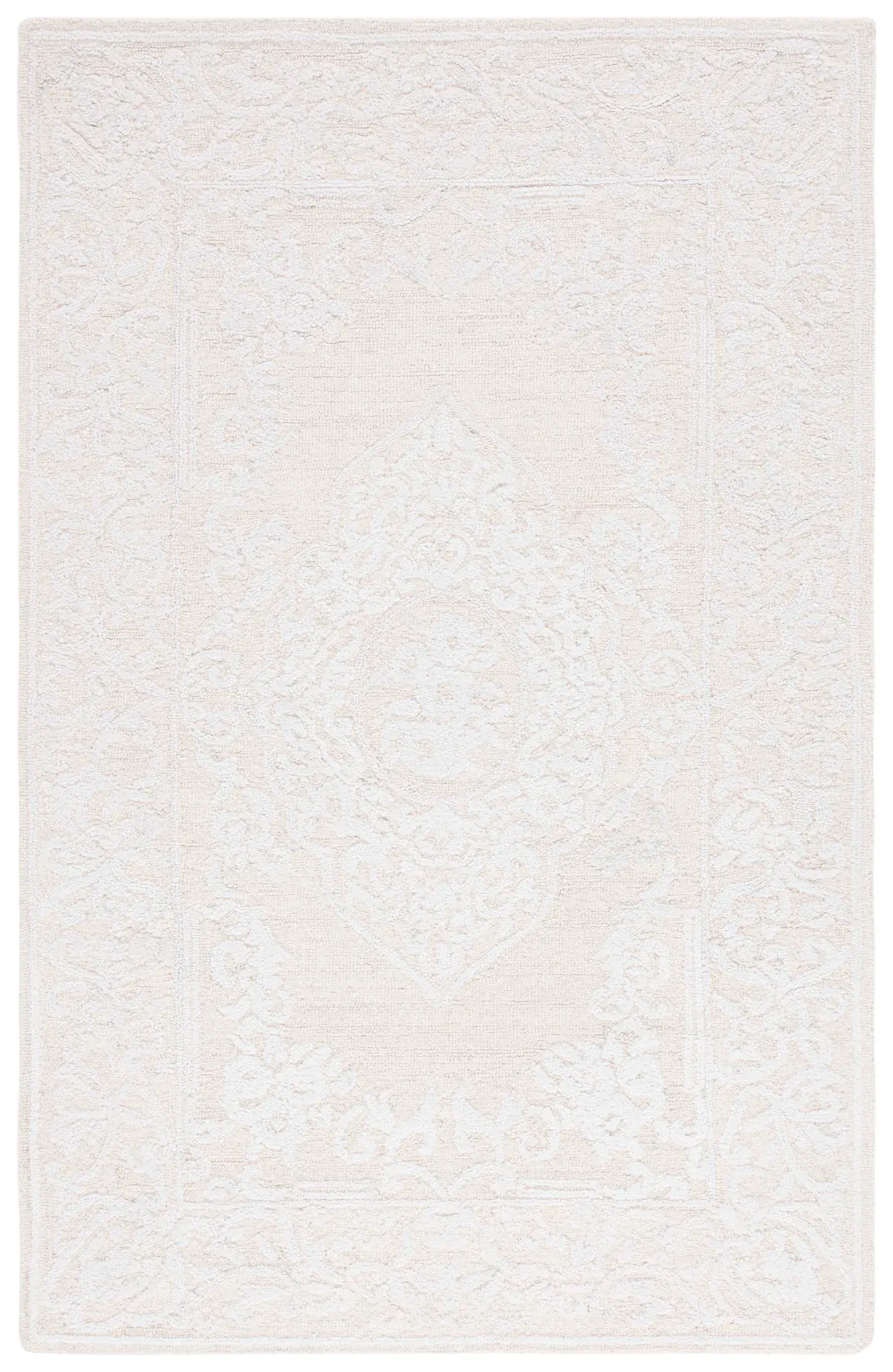Abstract Faded Medallion Hand-Tufted Wool Rug