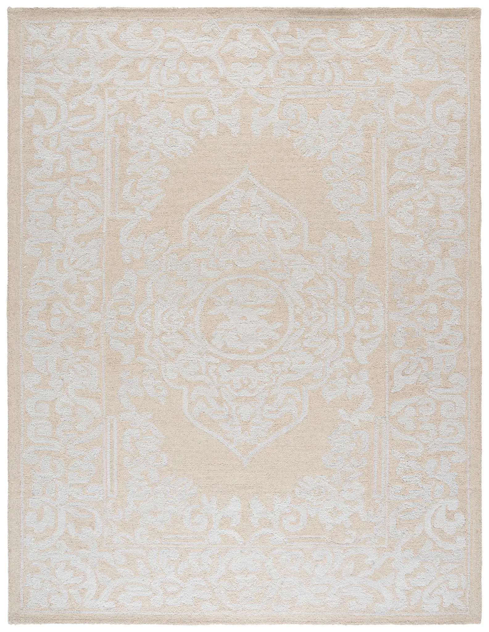 Abstract Faded Medallion Hand-Tufted Wool Rug