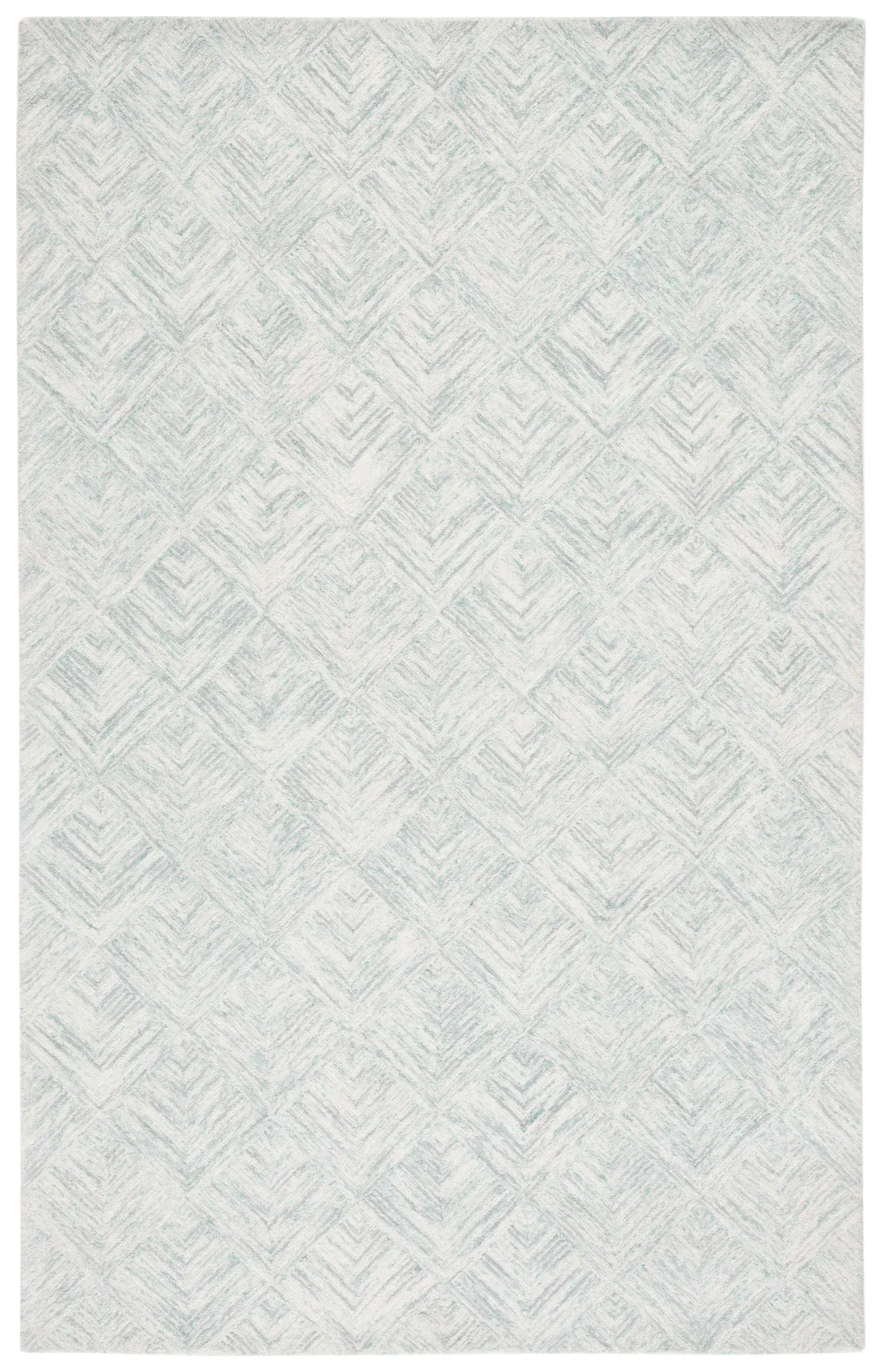 Abstract Stacked Chevron Tile Hand-Tufted Wool Rug