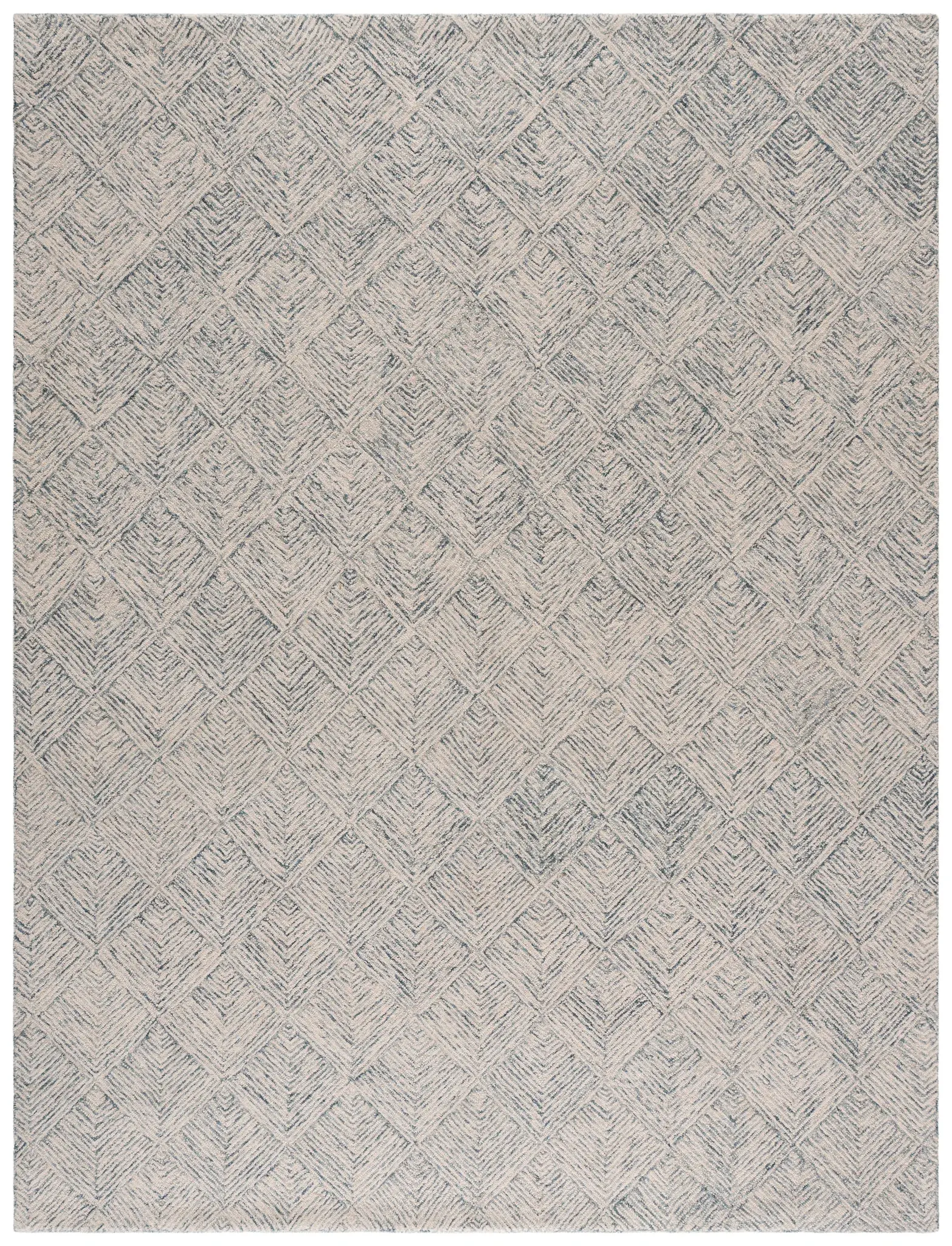 Abstract Stacked Chevron Tile Hand-Tufted Wool Rug