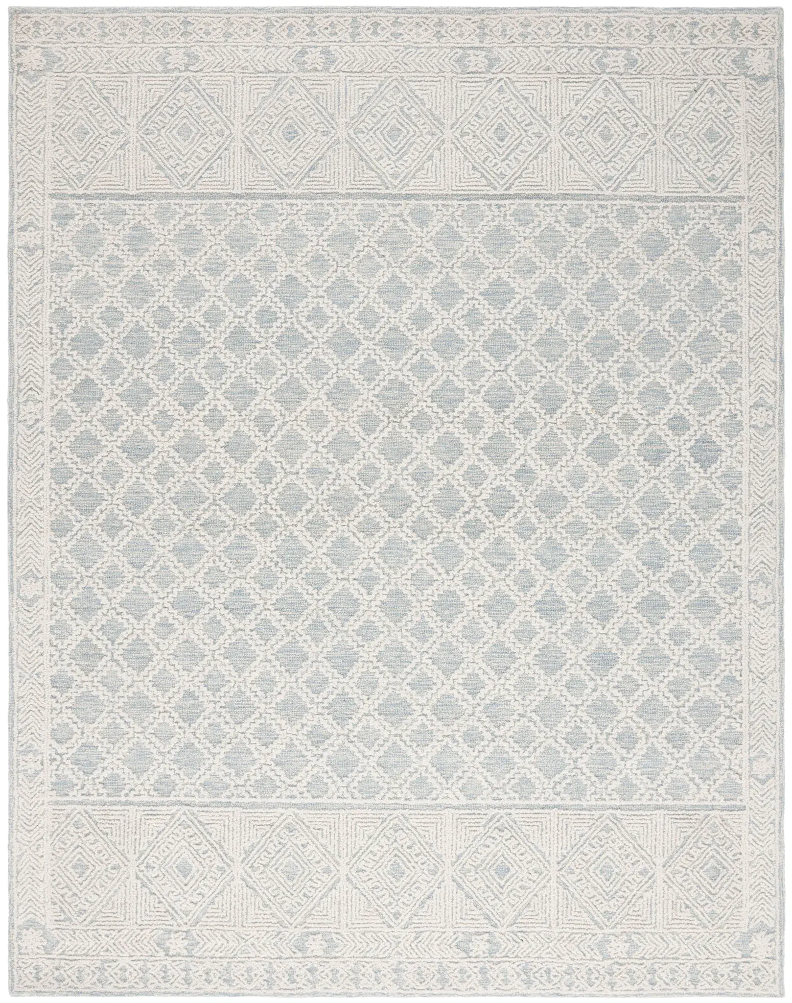 Abstract Bohemian Bordered Diamond Hand-Tufted Wool Rug