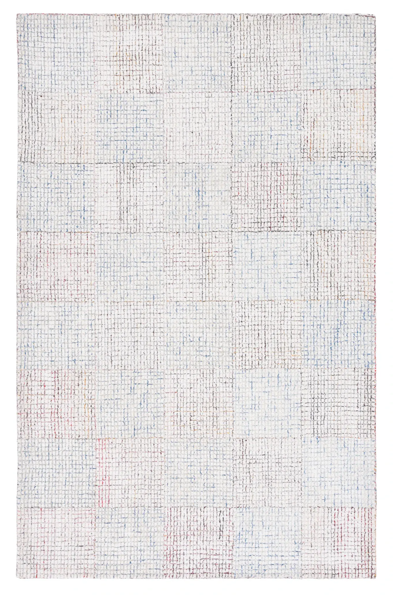 Abstract Scandinavian Grid Hand-Tufted Viscose Blend Rug