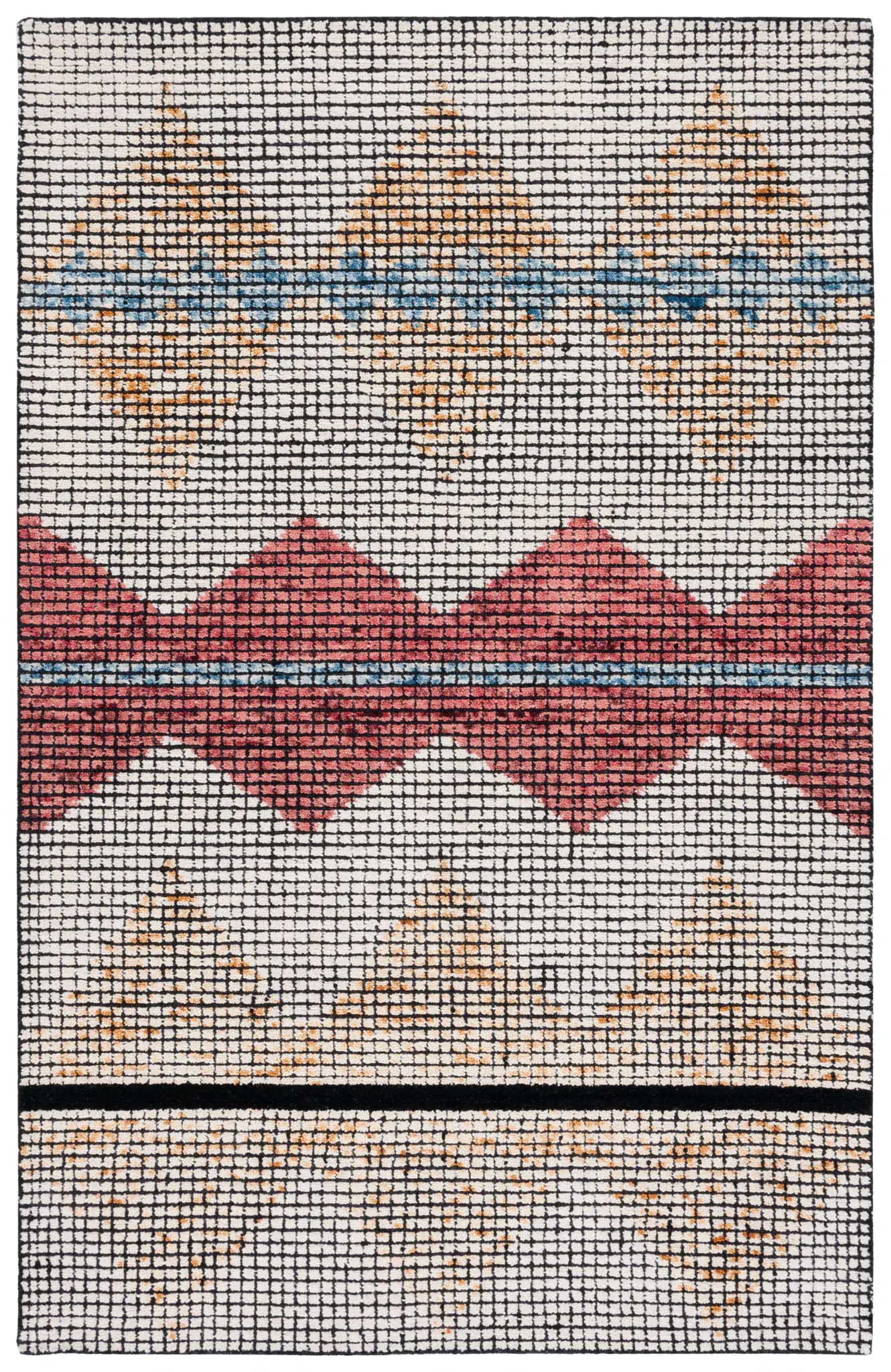 Abstract Bohemian Grid Diamond Hand-Tufted Wool Rug