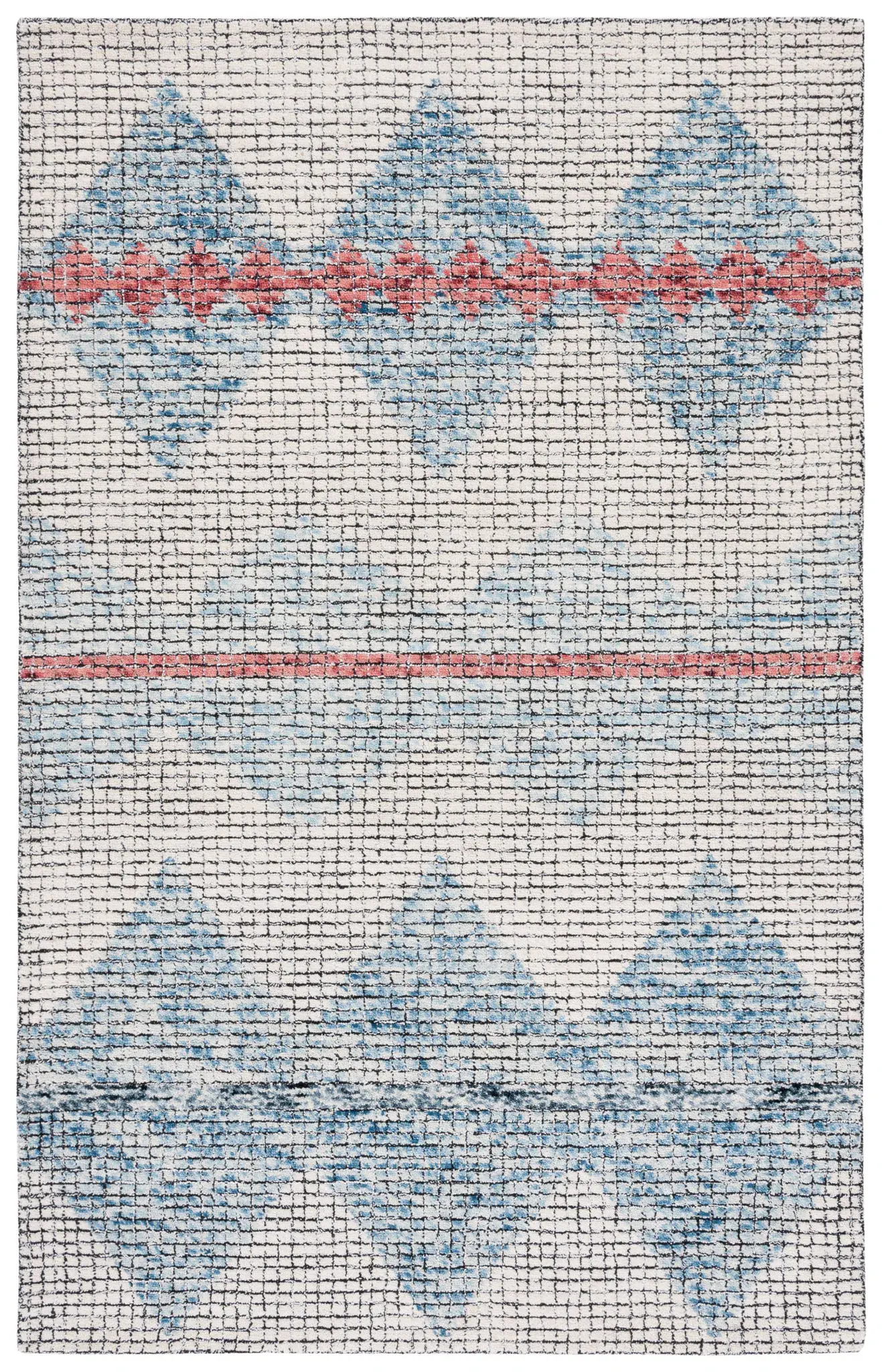Abstract Bohemian Grid Diamond Hand-Tufted Wool Rug