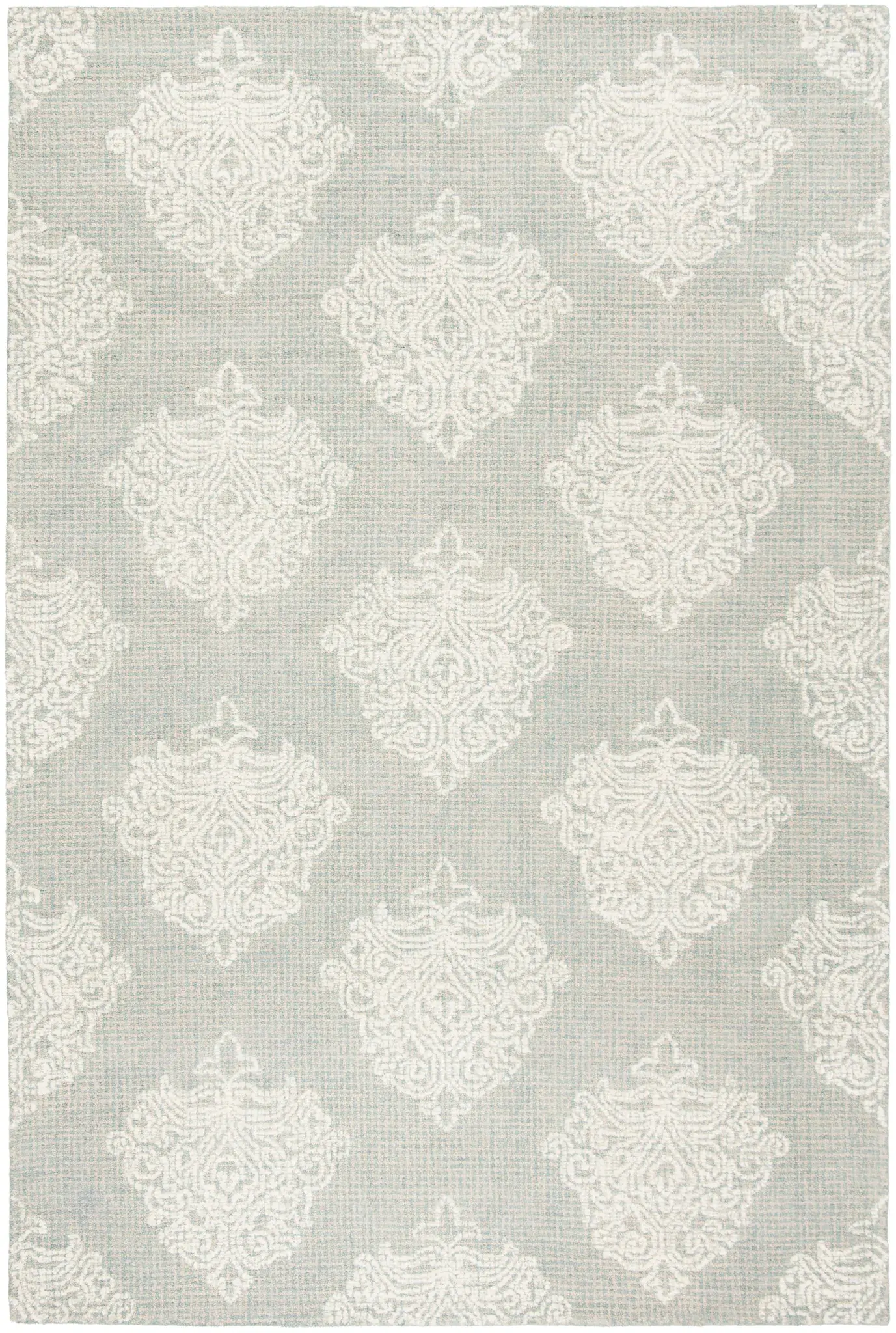 Abstract Damask Motif Hand-Tufted Wool Rug