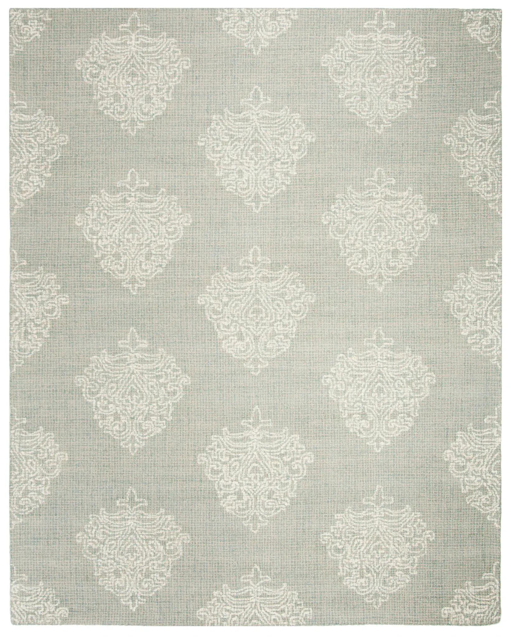 Abstract Damask Motif Hand-Tufted Wool Rug