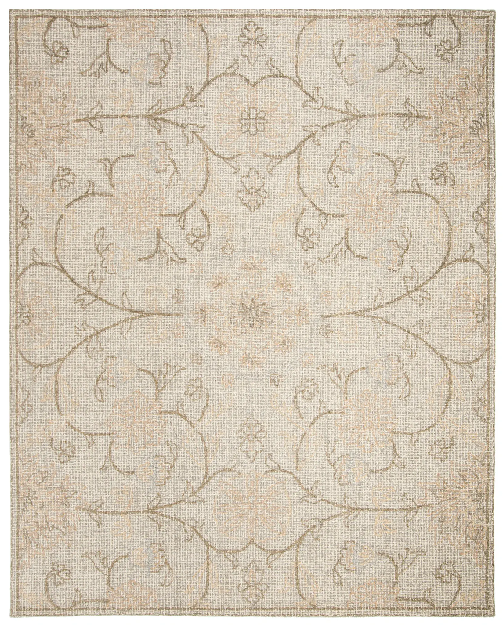 Abstract Floral Scroll Hand-Tufted Wool Rug