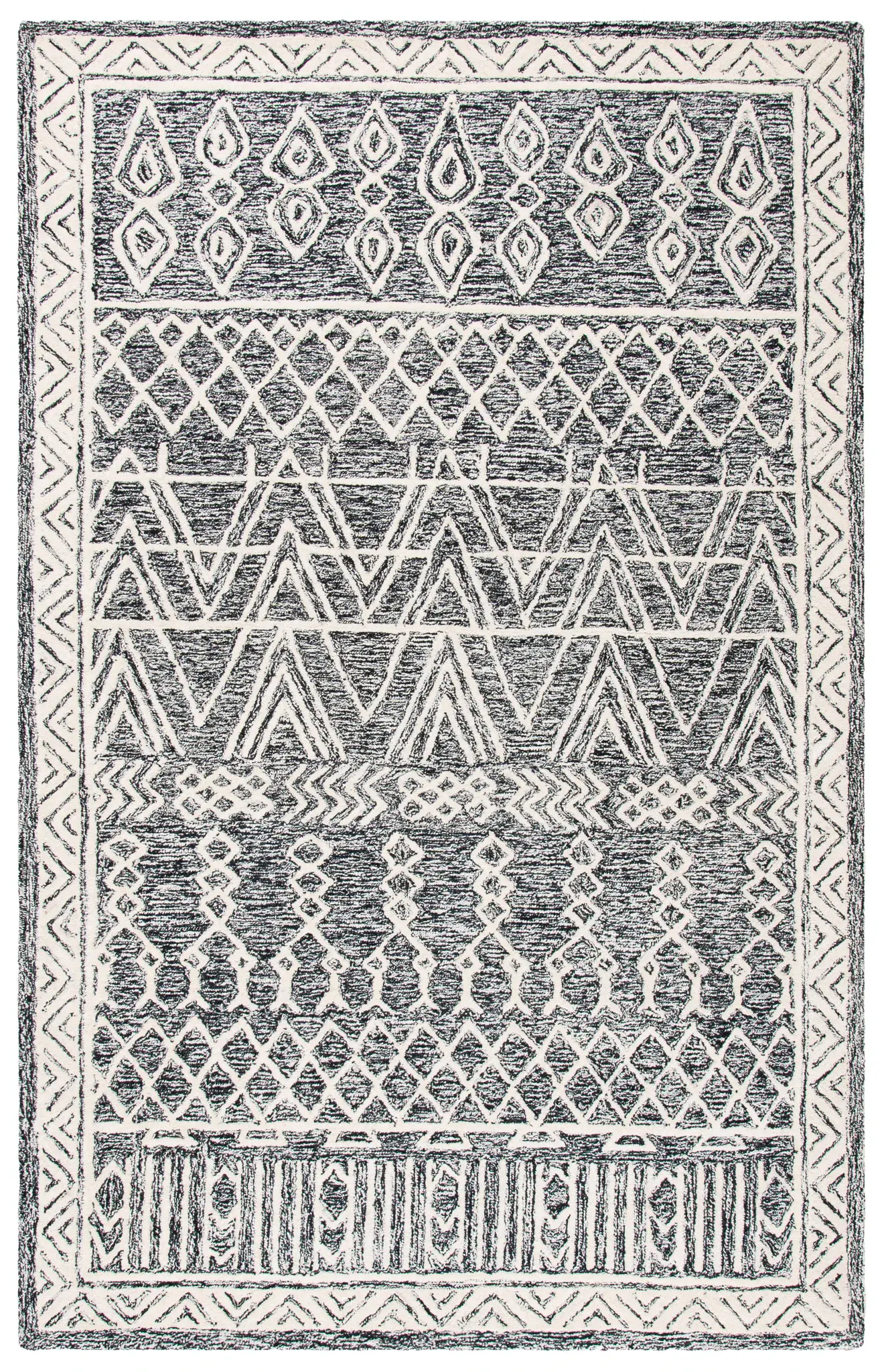 Abstract Bohemian Tribal Hand-Tufted Wool Rug