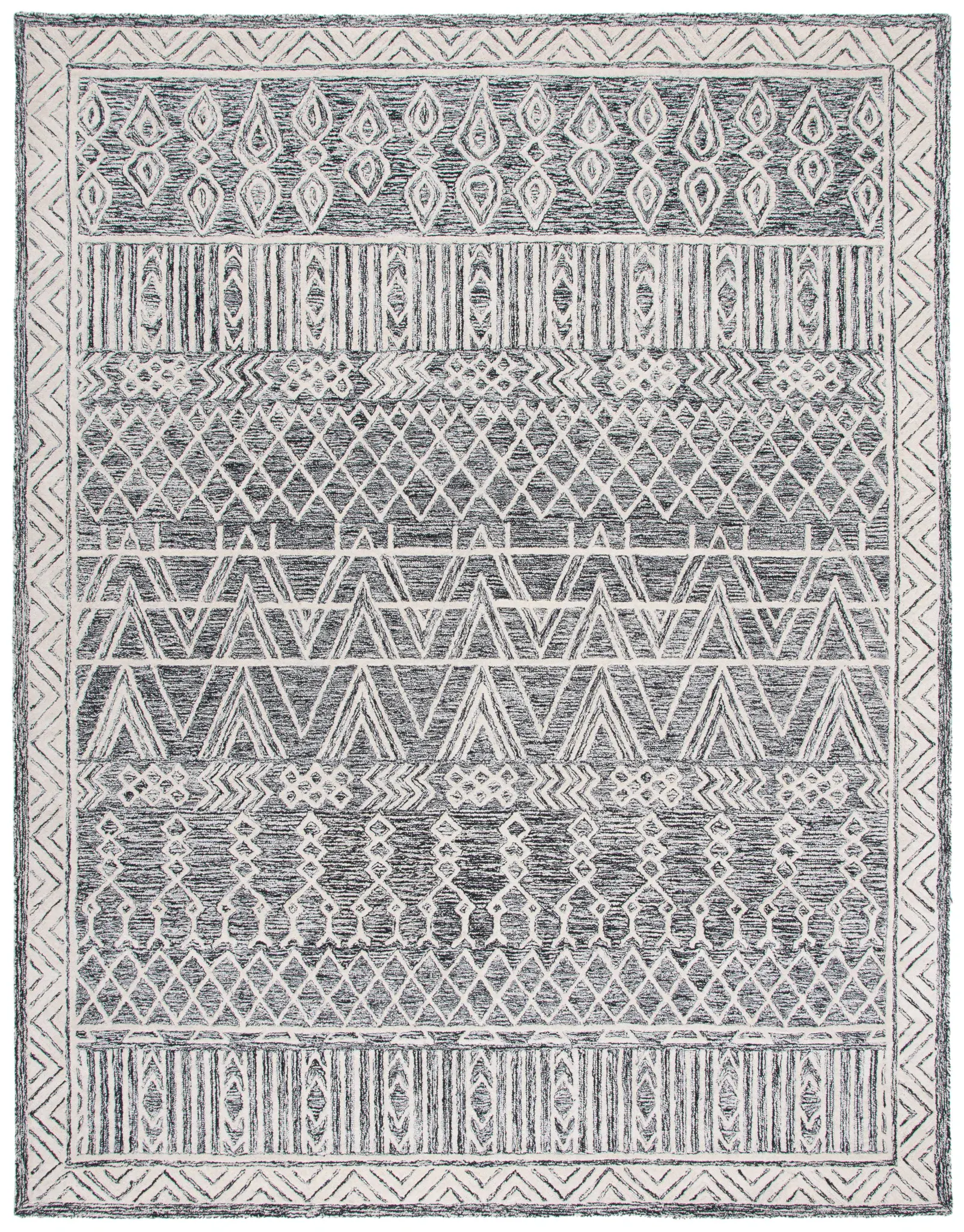 Abstract Bohemian Tribal Hand-Tufted Wool Rug