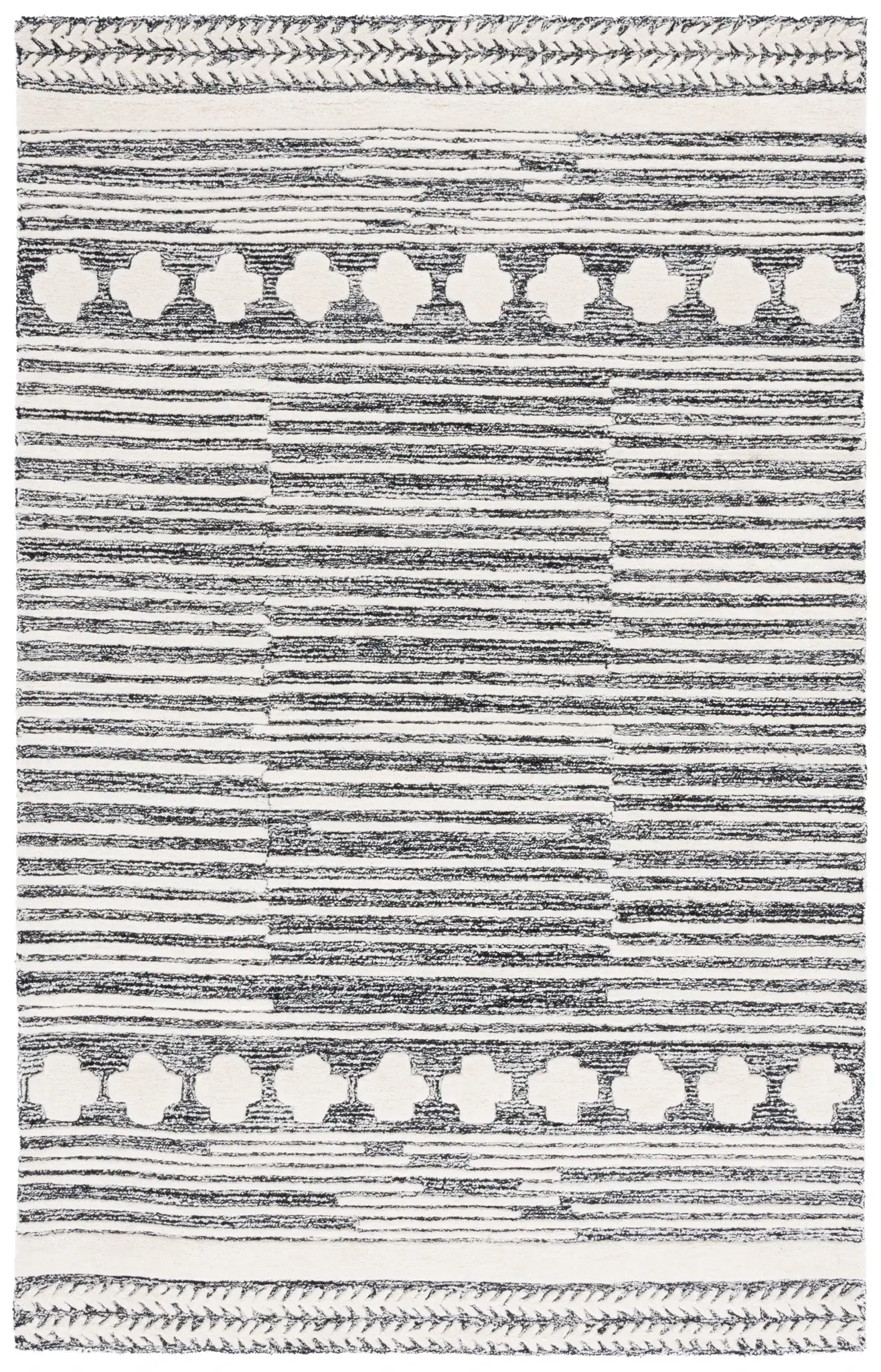 Abstract Bohemian Banded Stripe Hand-Tufted Wool Rug