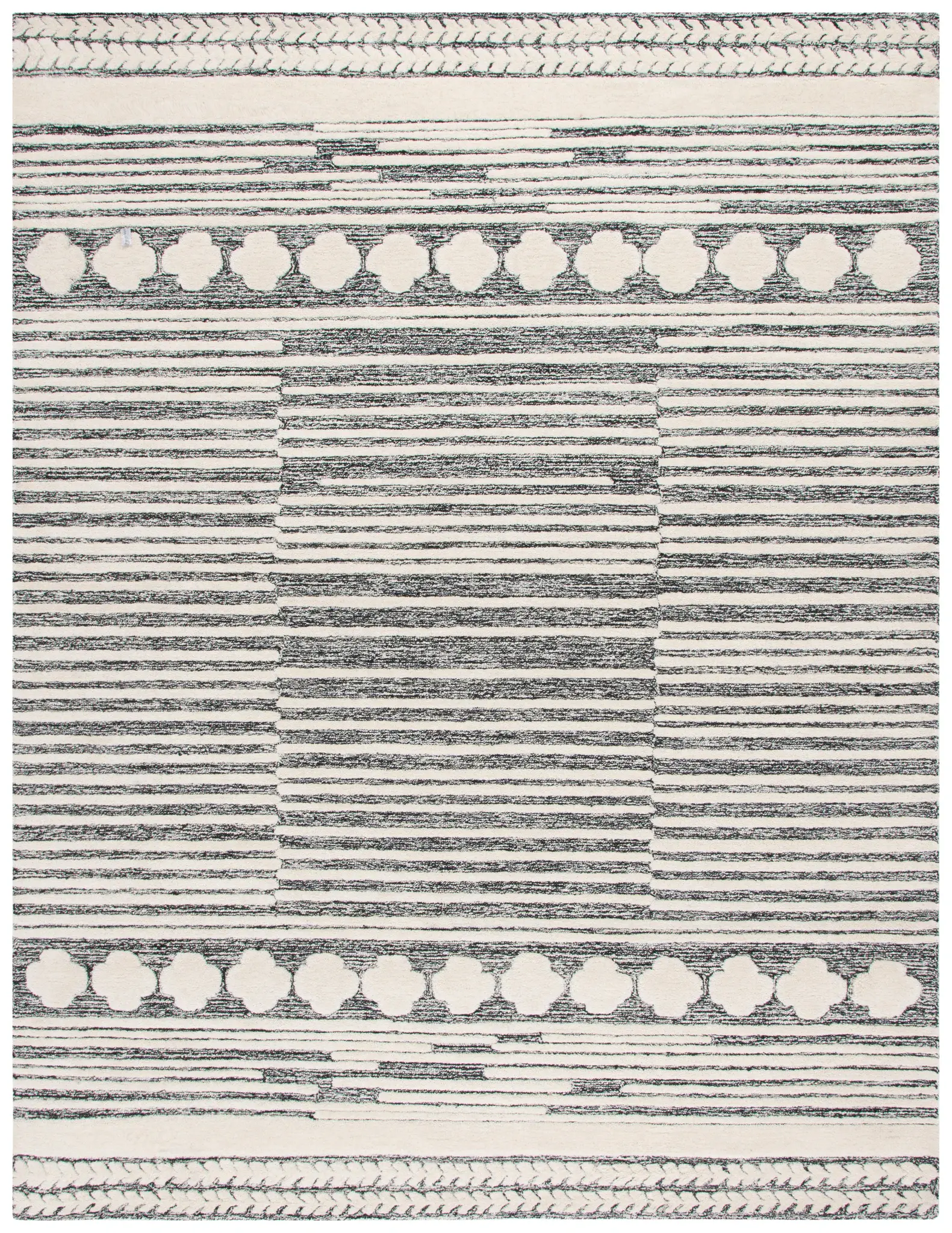 Abstract Bohemian Banded Stripe Hand-Tufted Wool Rug