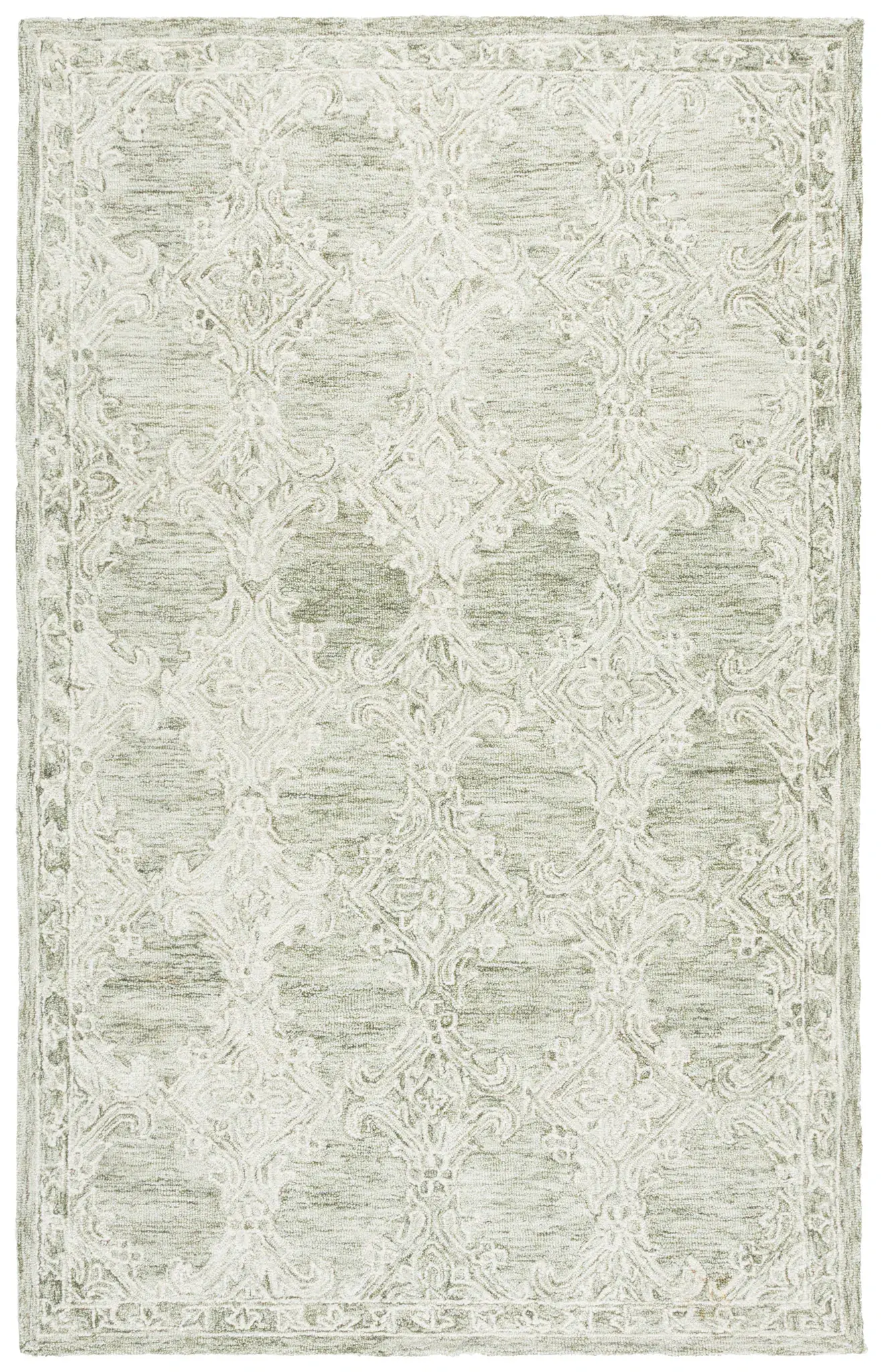 Abstract Traditional Damask Lattice Hand-Tufted Wool Rug