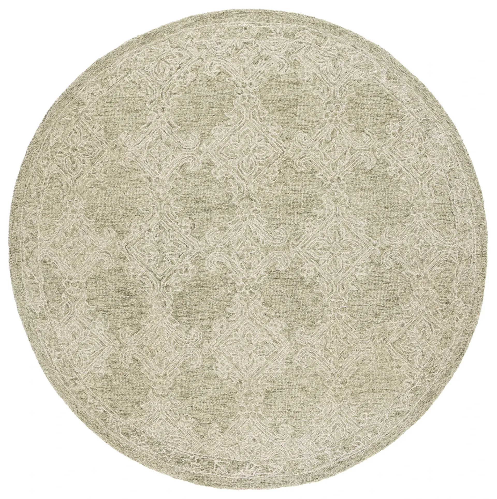 Abstract Traditional Damask Lattice Hand-Tufted Wool Rug