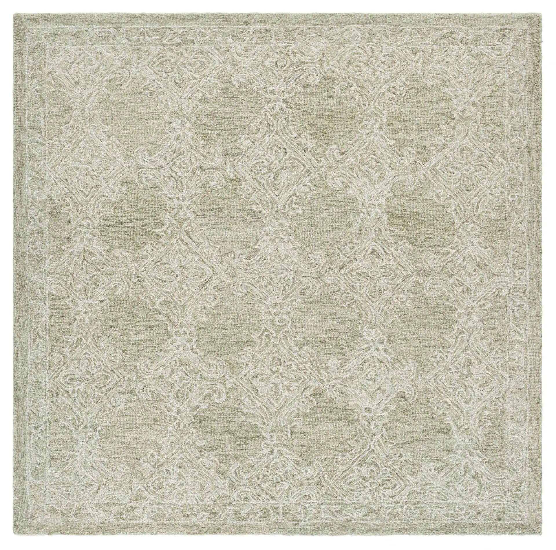 Abstract Traditional Damask Lattice Hand-Tufted Wool Rug