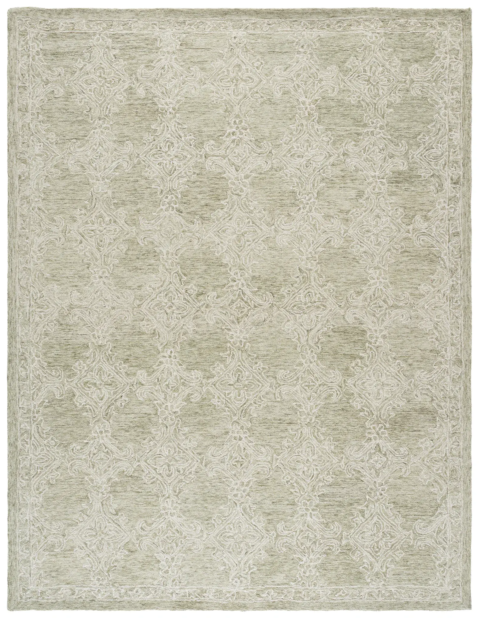 Abstract Traditional Damask Lattice Hand-Tufted Wool Rug