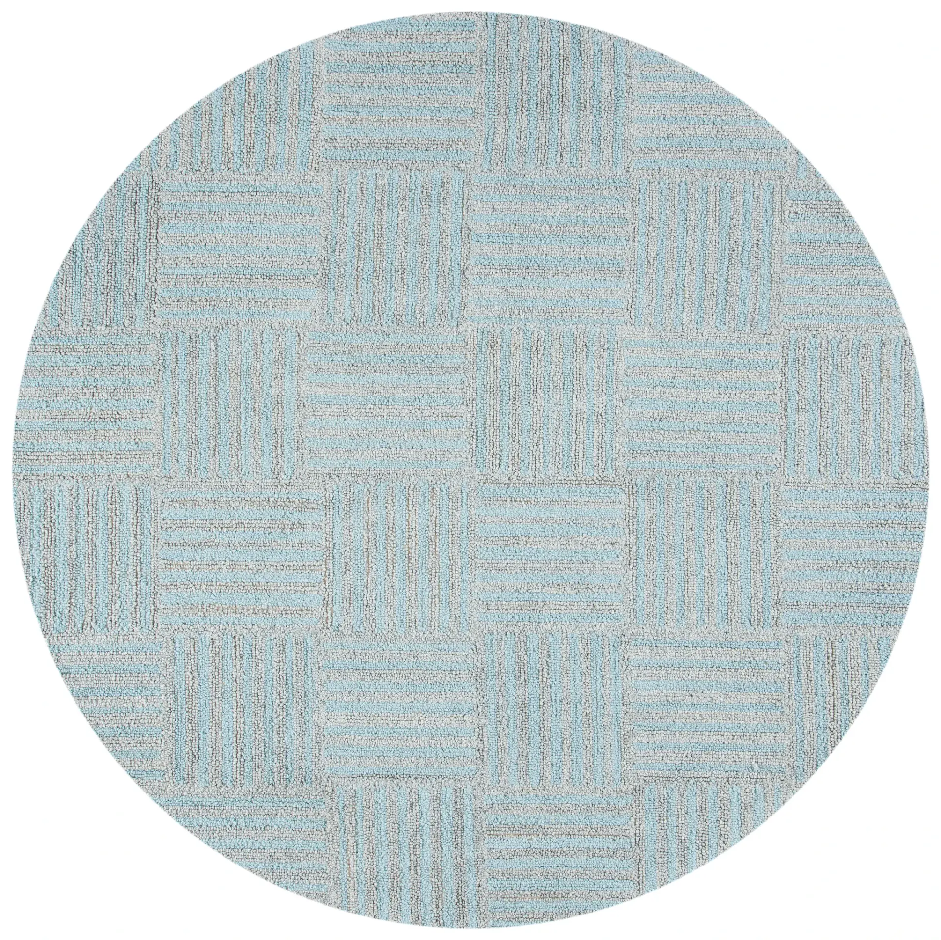 Abstract Modern Basketweave Hand-Tufted Wool Blend Rug