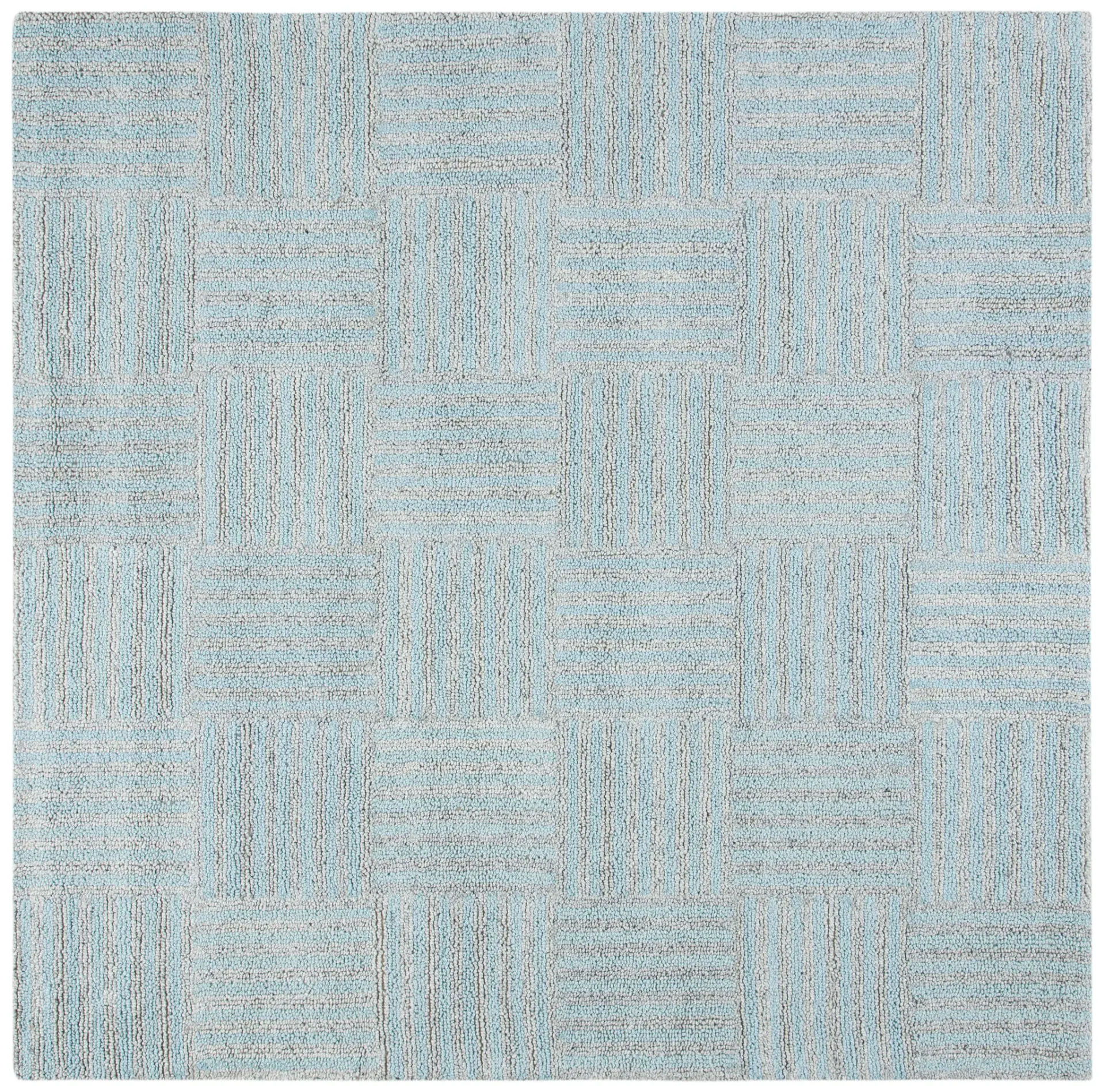 Abstract Modern Basketweave Hand-Tufted Wool Blend Rug
