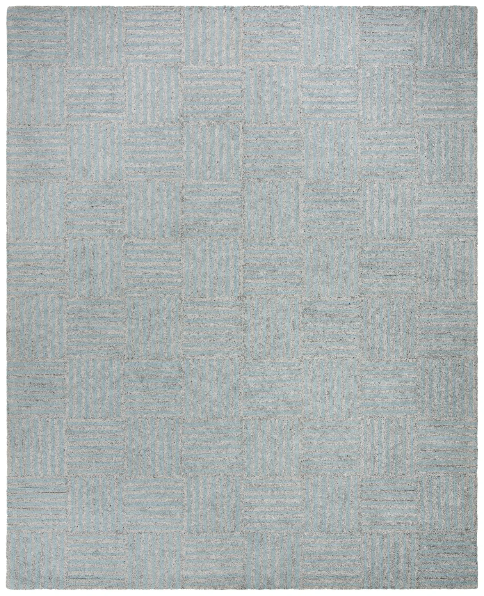Abstract Modern Basketweave Hand-Tufted Wool Blend Rug