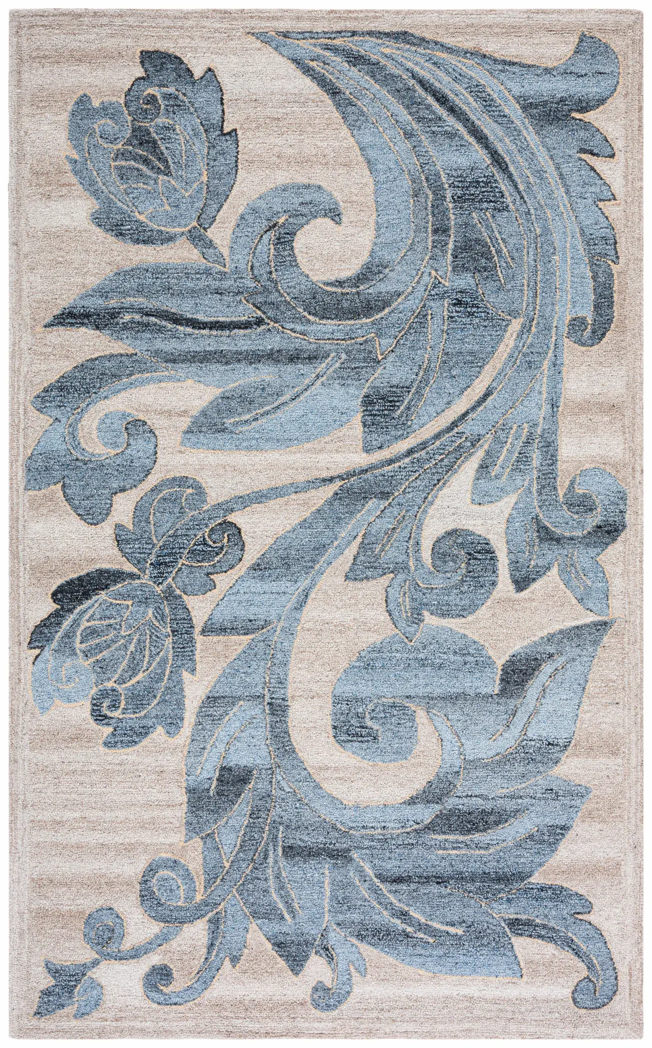 Abstract Transitional Floral Hand-Tufted Wool & Viscose Rug
