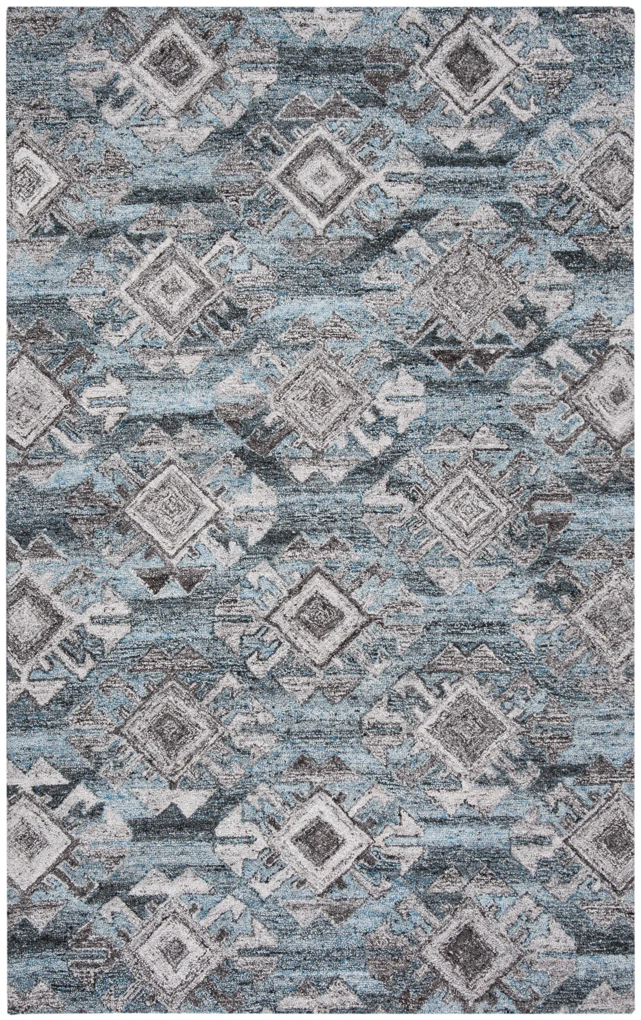 Abstract Bohemian Diamond Hand-Tufted Wool Blend Rug