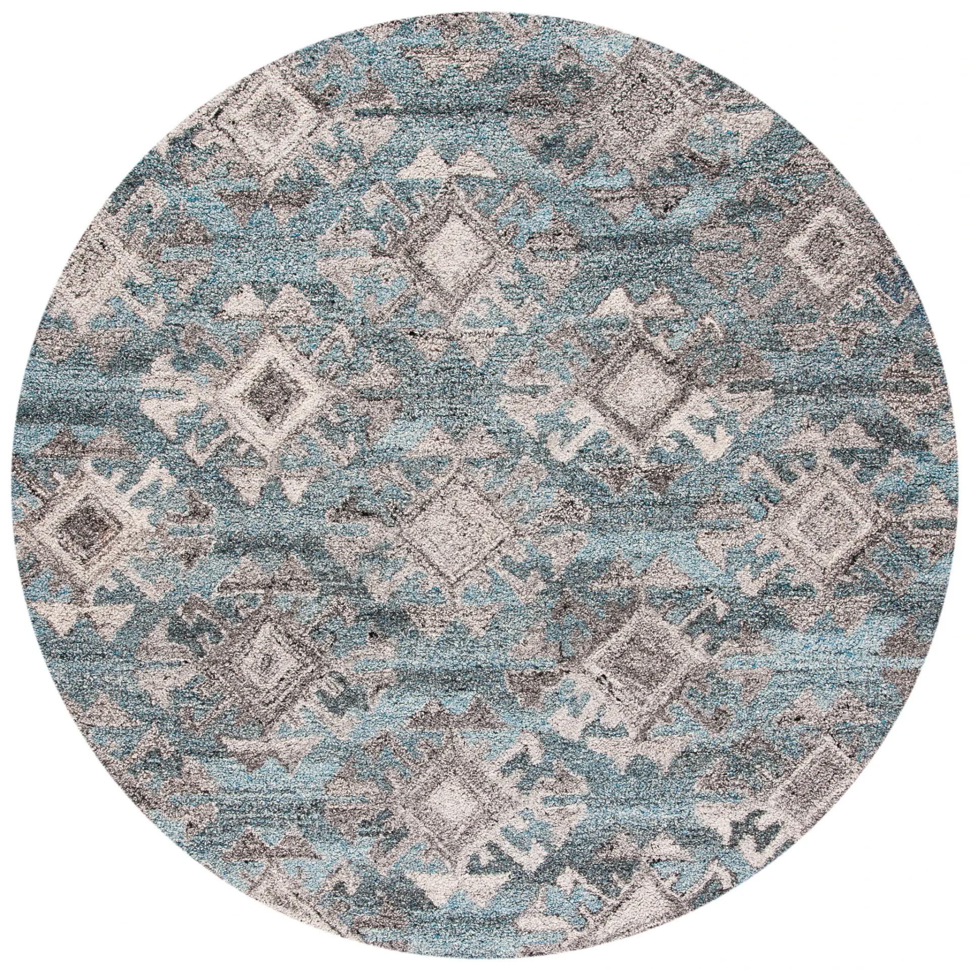 Abstract Bohemian Diamond Hand-Tufted Wool Blend Rug