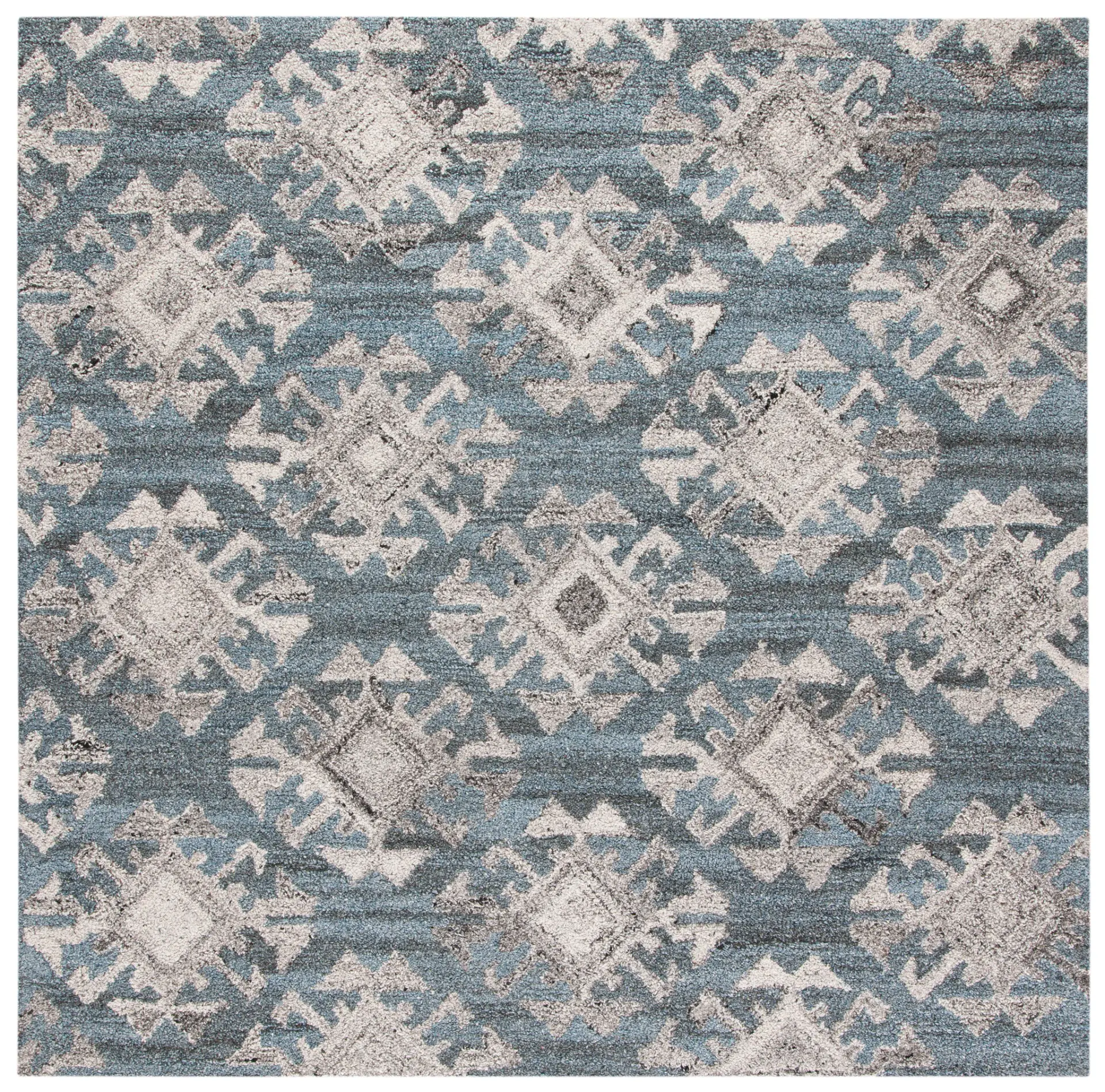 Abstract Bohemian Diamond Hand-Tufted Wool Blend Rug
