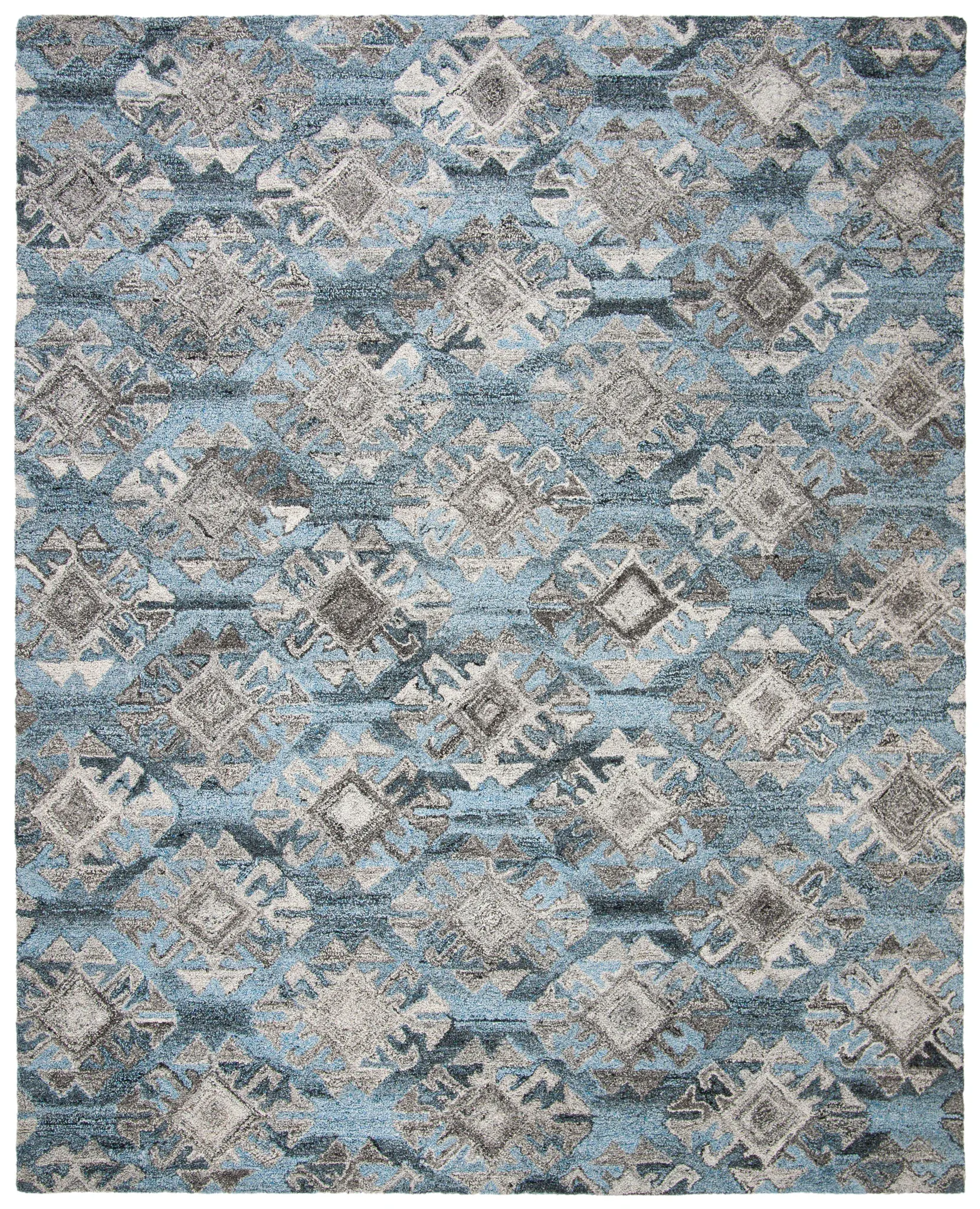 Abstract Bohemian Diamond Hand-Tufted Wool Blend Rug