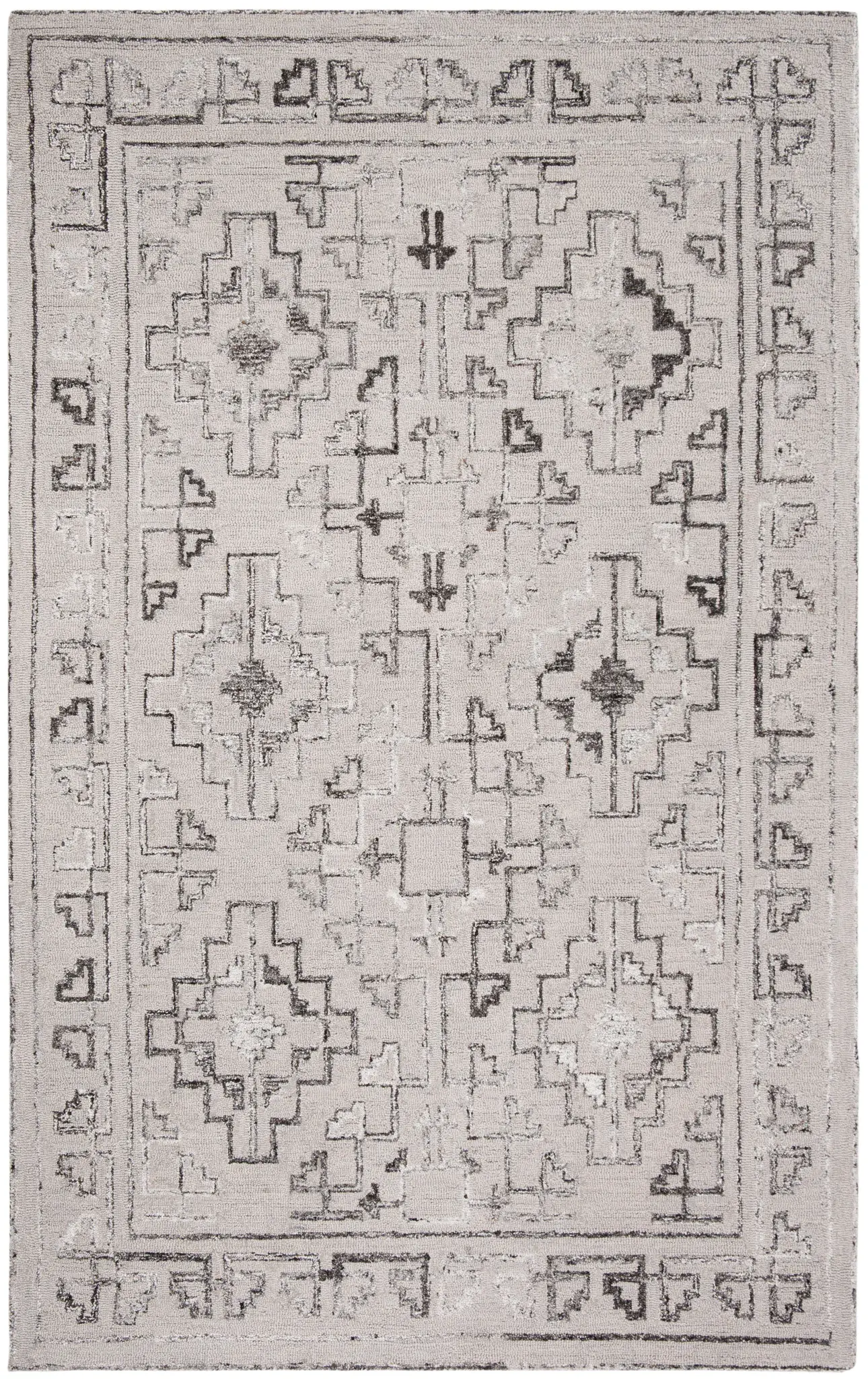 Abstract Bohemian Geometric Hand-Tufted Wool & Viscose Rug