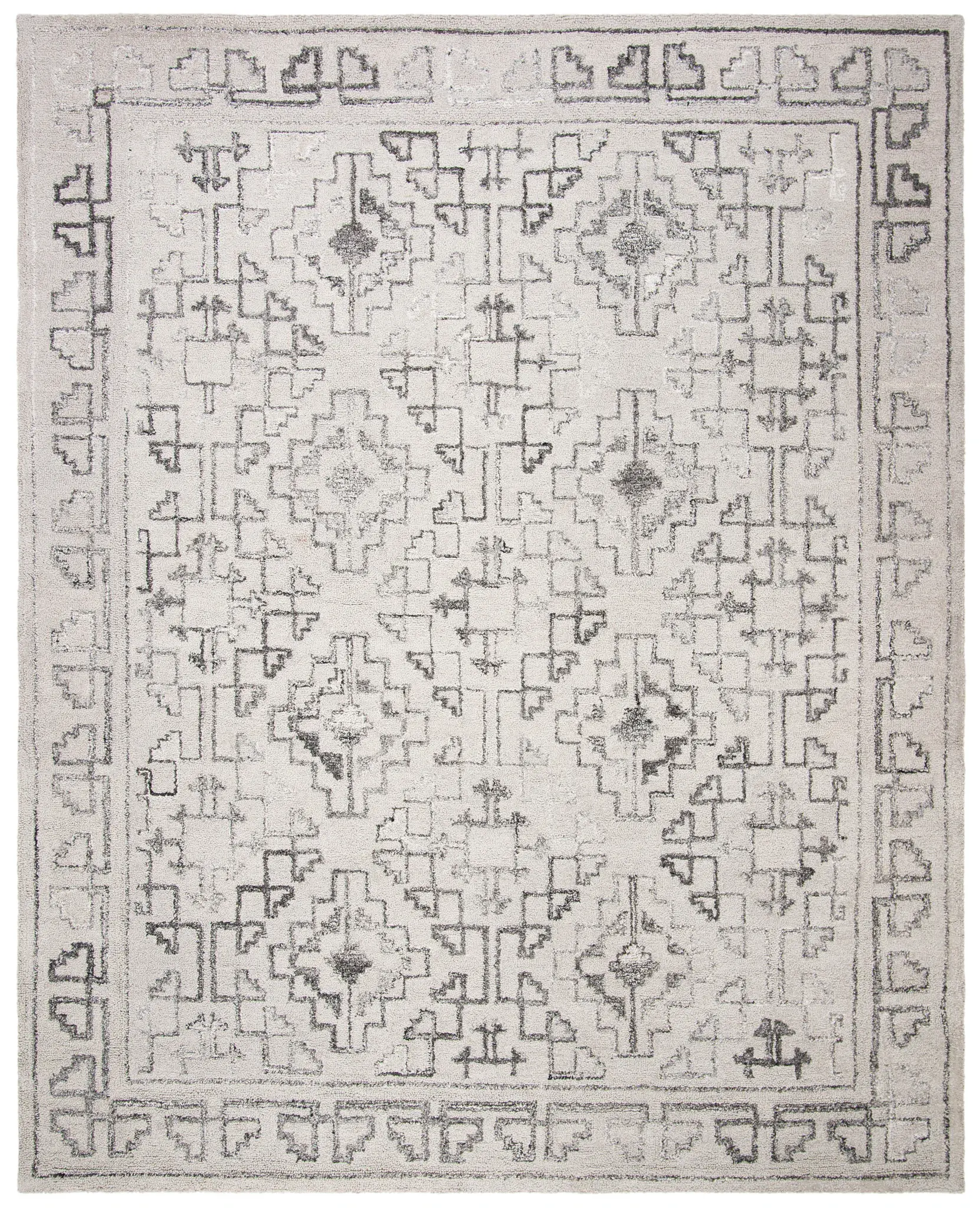 Abstract Bohemian Geometric Hand-Tufted Wool & Viscose Rug