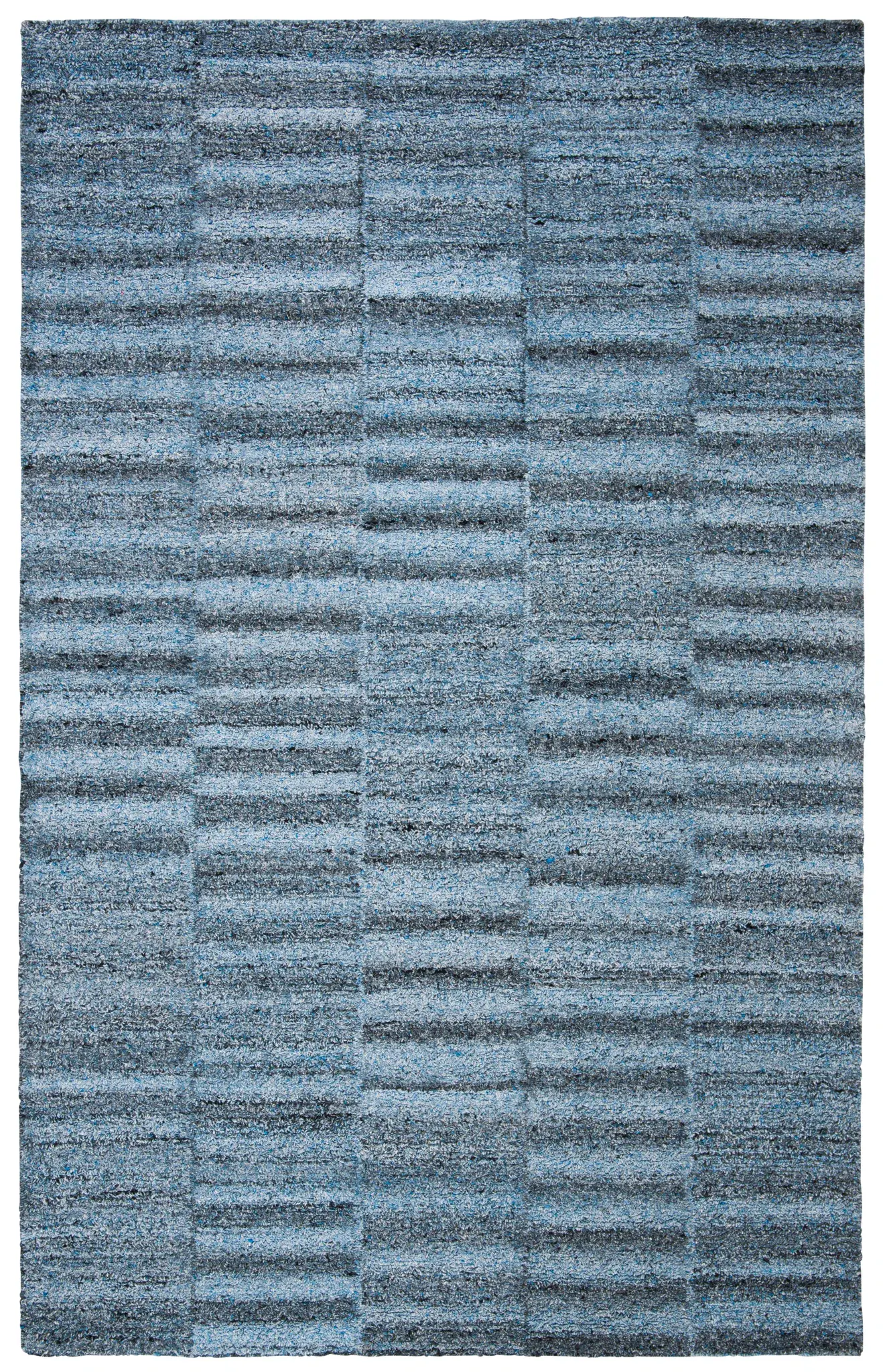 Abstract Modern Staggered Stripe Hand-Tufted Wool Blend Rug