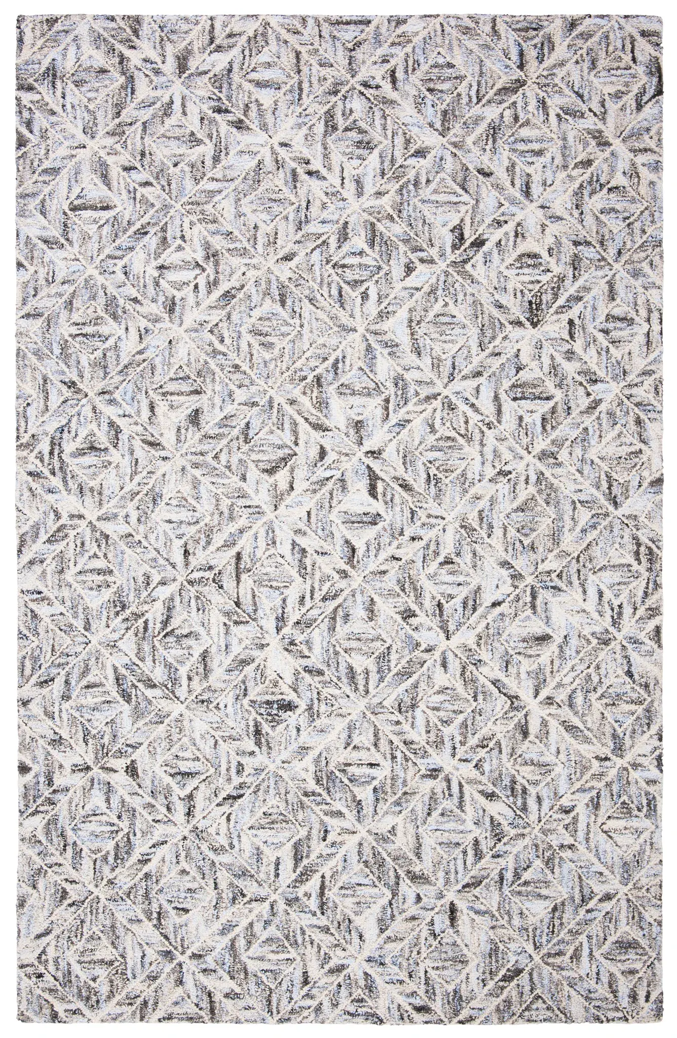Abstract Diamond Lattice Hand-Tufted Wool Blend Rug