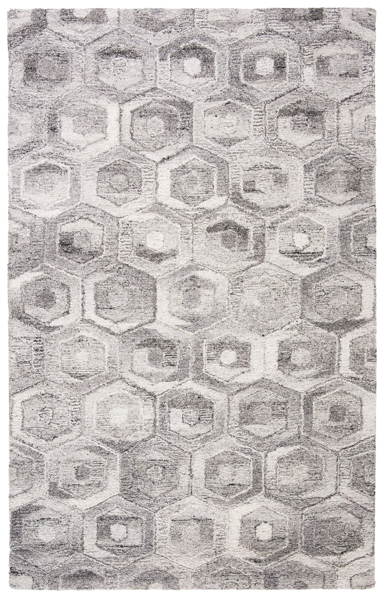 Abstract Modern Honeycomb Hand-Tufted Wool Blend Rug